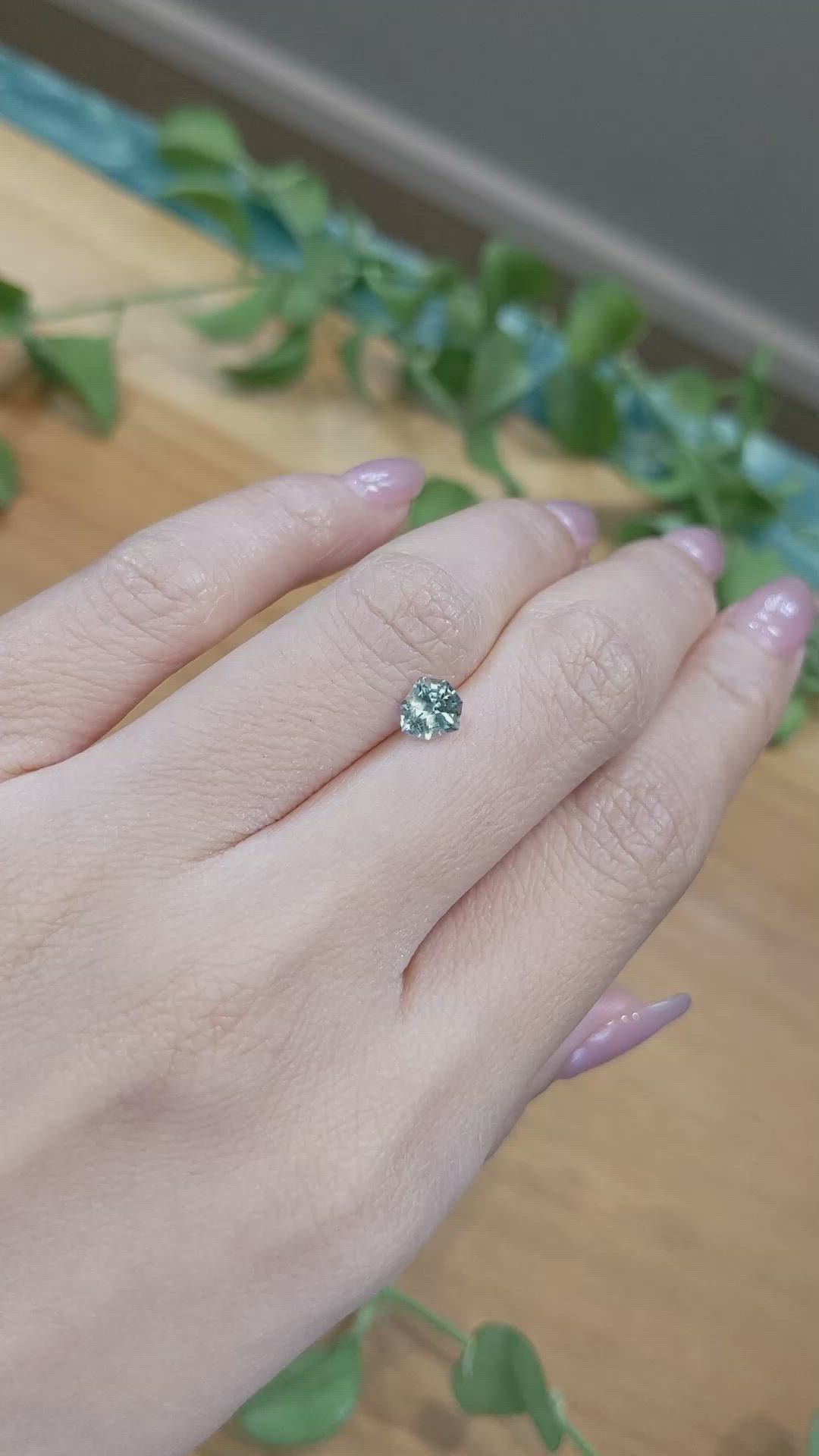 0.91 Ct. Greenish Blue Sapphire from Montana Size Video