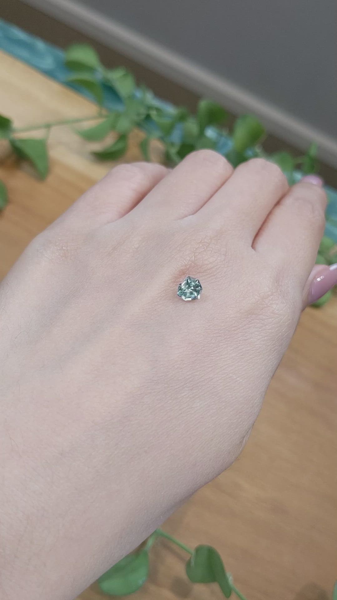 0.91 Ct. Greenish Blue Sapphire from Montana Size Video