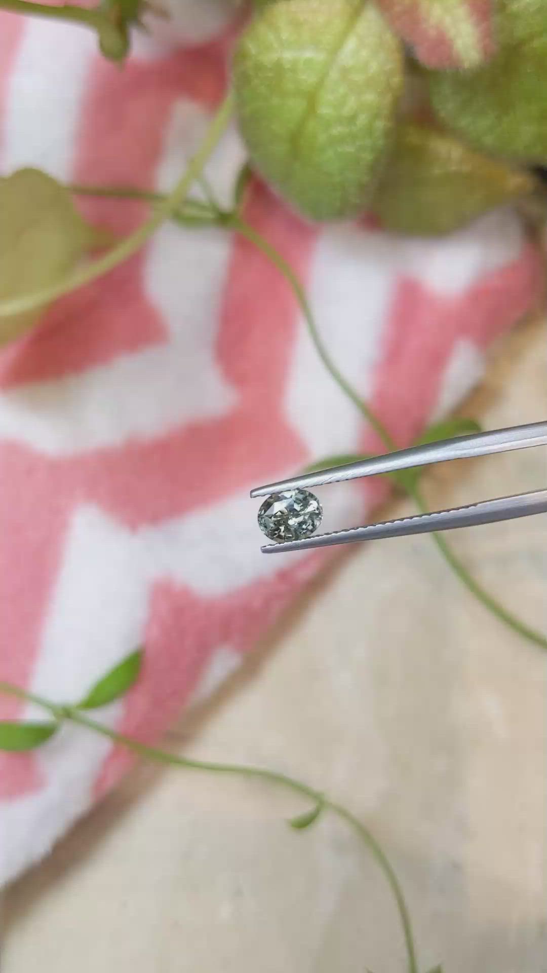 0.93 Ct. Green Sapphire from Montana Size Video