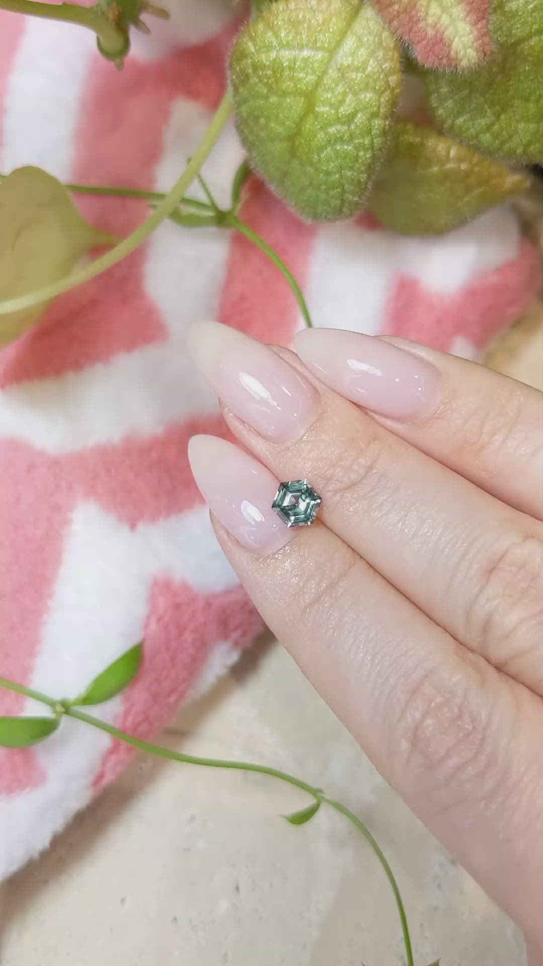 0.95 Ct. Bluish Green Sapphire from Montana Size Video