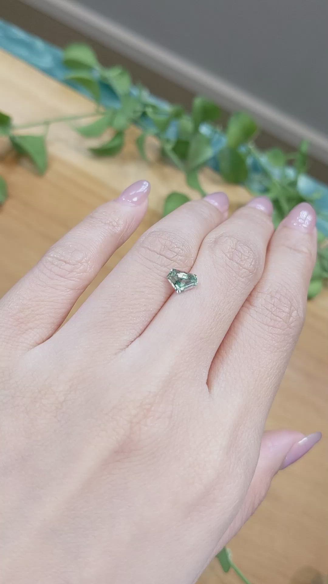 0.96 Ct. Green Sapphire from Montana Size Video