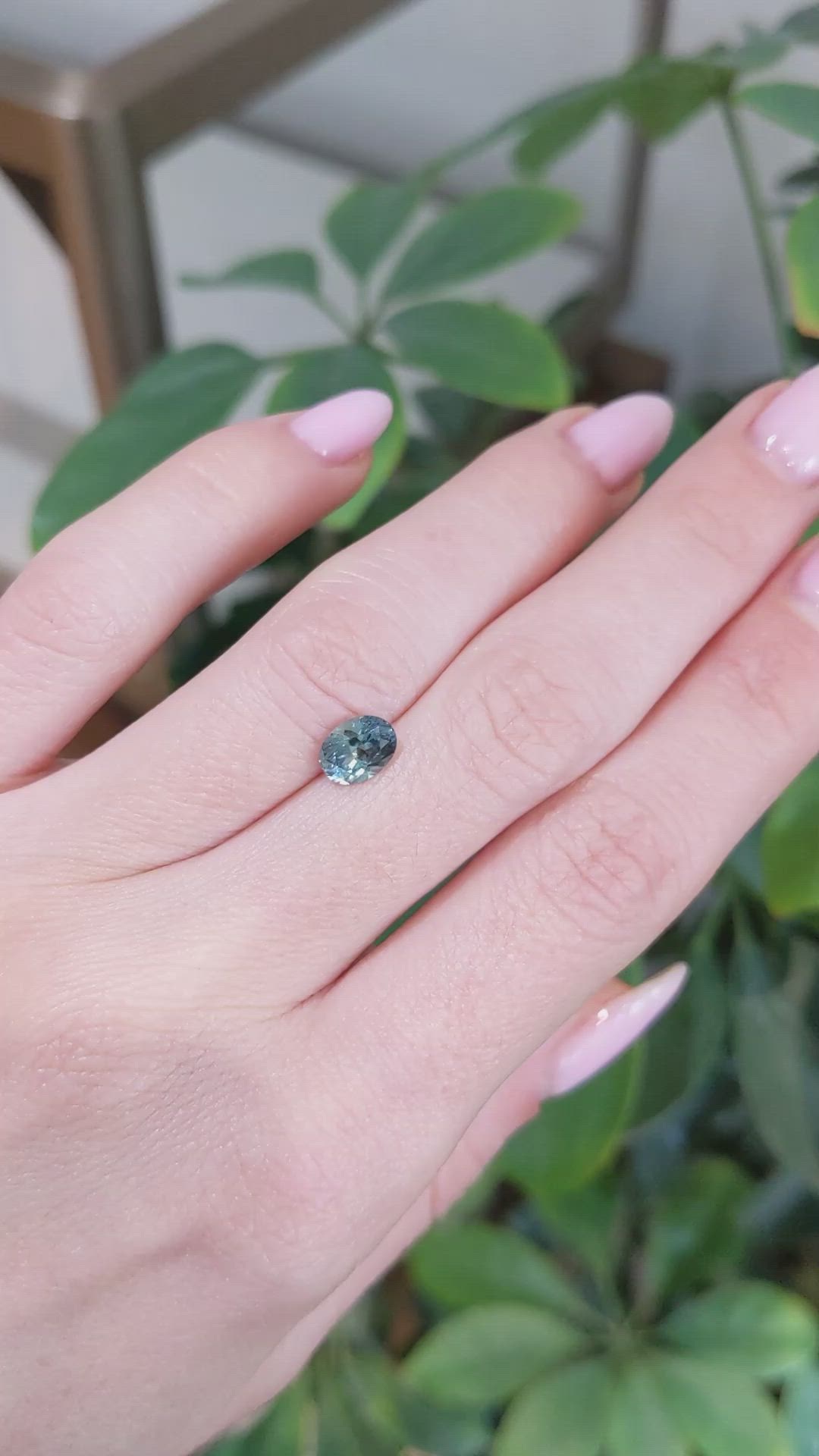 1.13 Ct. Bluish Green Sapphire from Montana Size Video