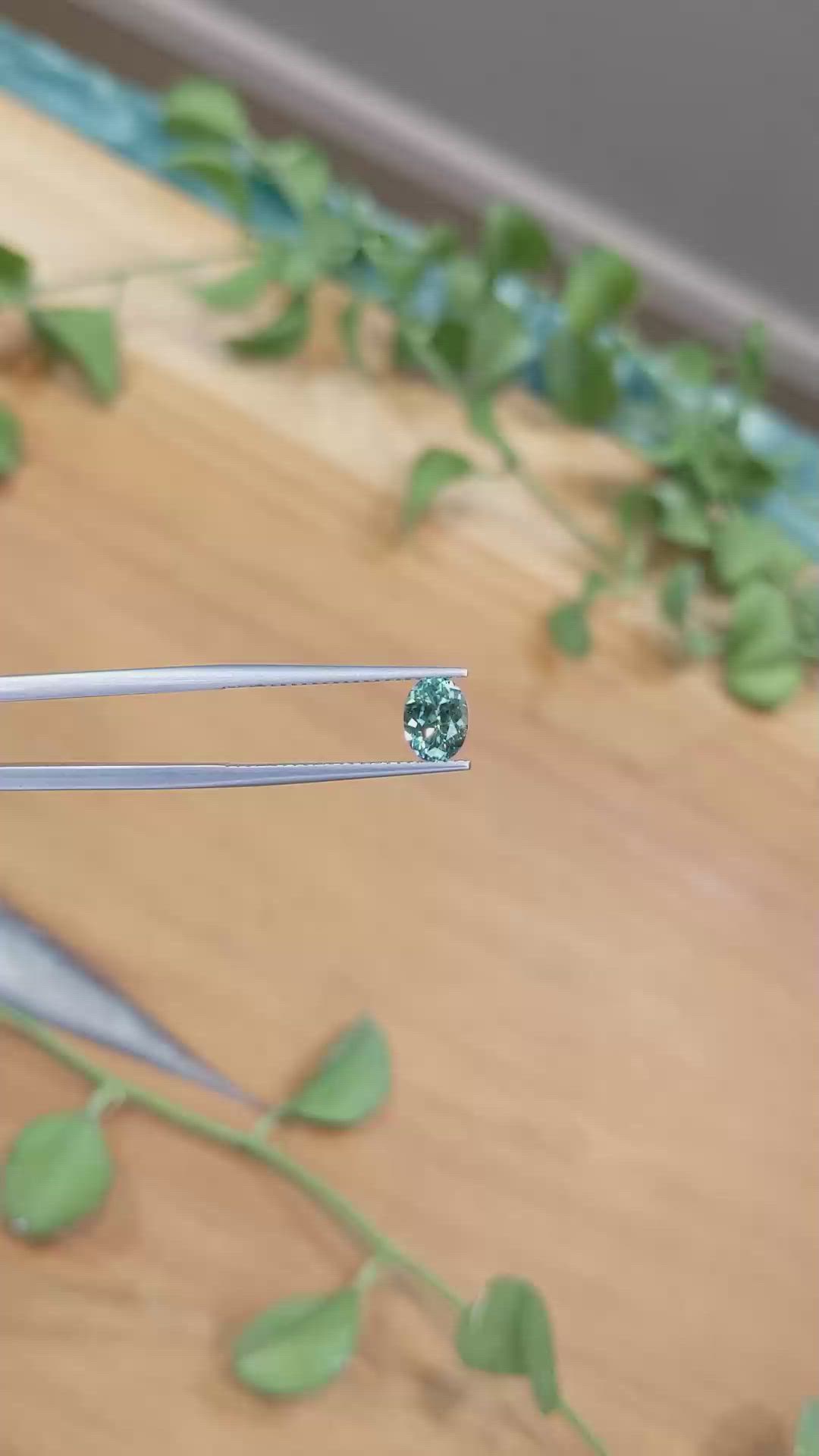 1.13 Ct. Bluish Green Sapphire from Montana Size Video