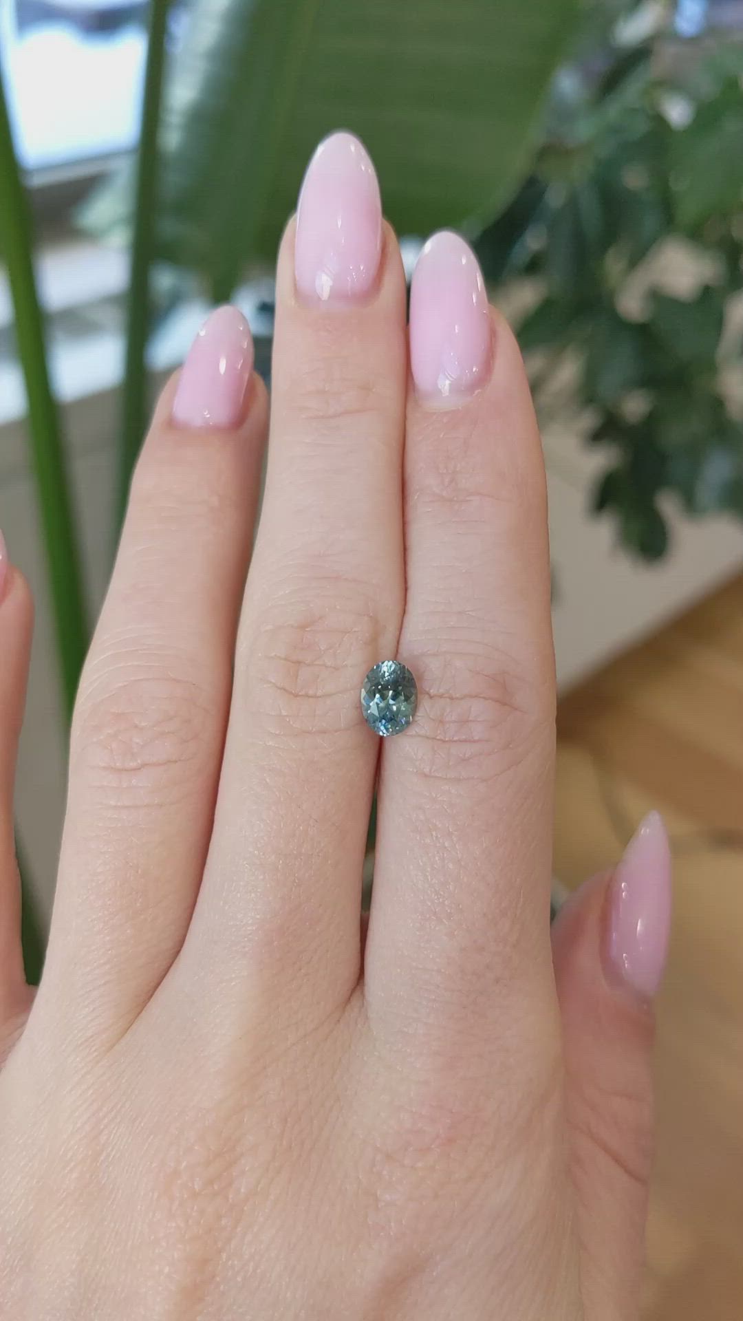 1.13 Ct. Bluish Green Sapphire from Montana Size Video