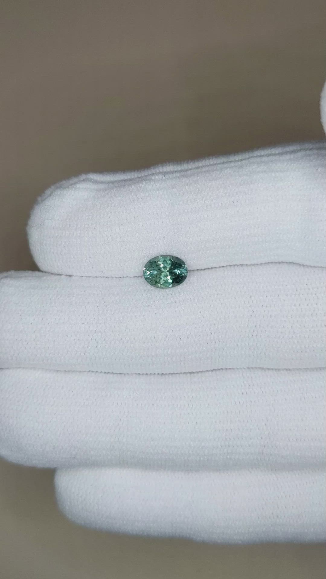 1.13 Ct. Bluish Green Sapphire from Montana Size Video