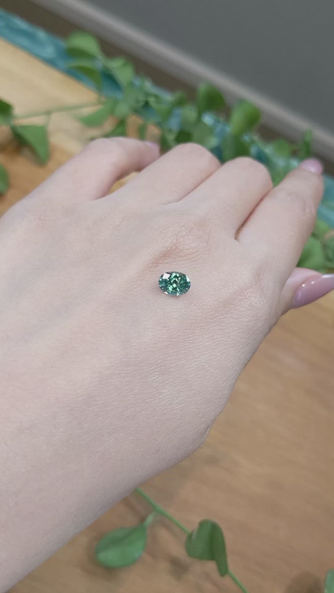 1.13 Ct. Bluish Green Sapphire from Montana Size Video