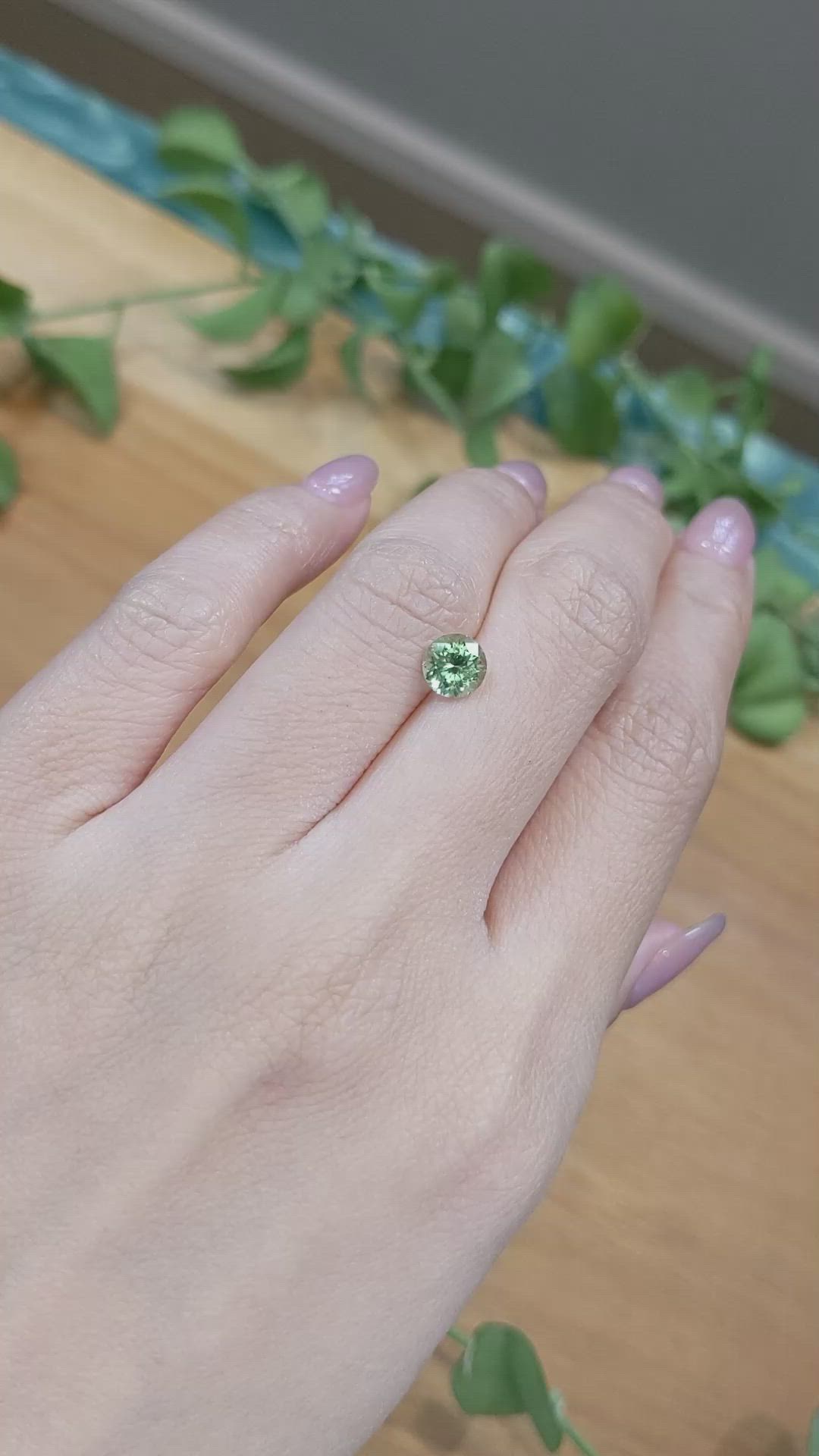 1.16 Ct. Yellowish Green Sapphire from Montana Size Video