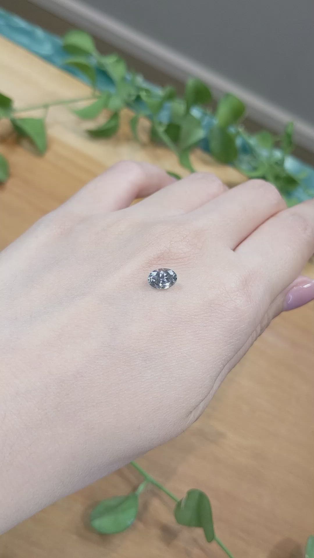 1.22 Ct. Bluish Grey Sapphire from Montana Size Video