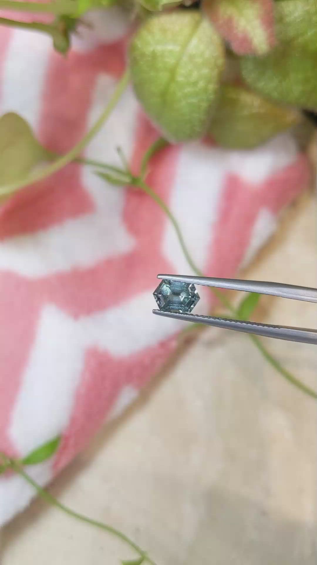 1.27 Ct. Bluish Green Sapphire from Montana Size Video