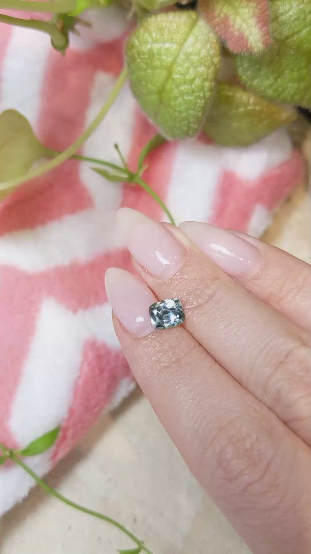 1.31 Ct. Bluish Green Sapphire from Montana Size Video