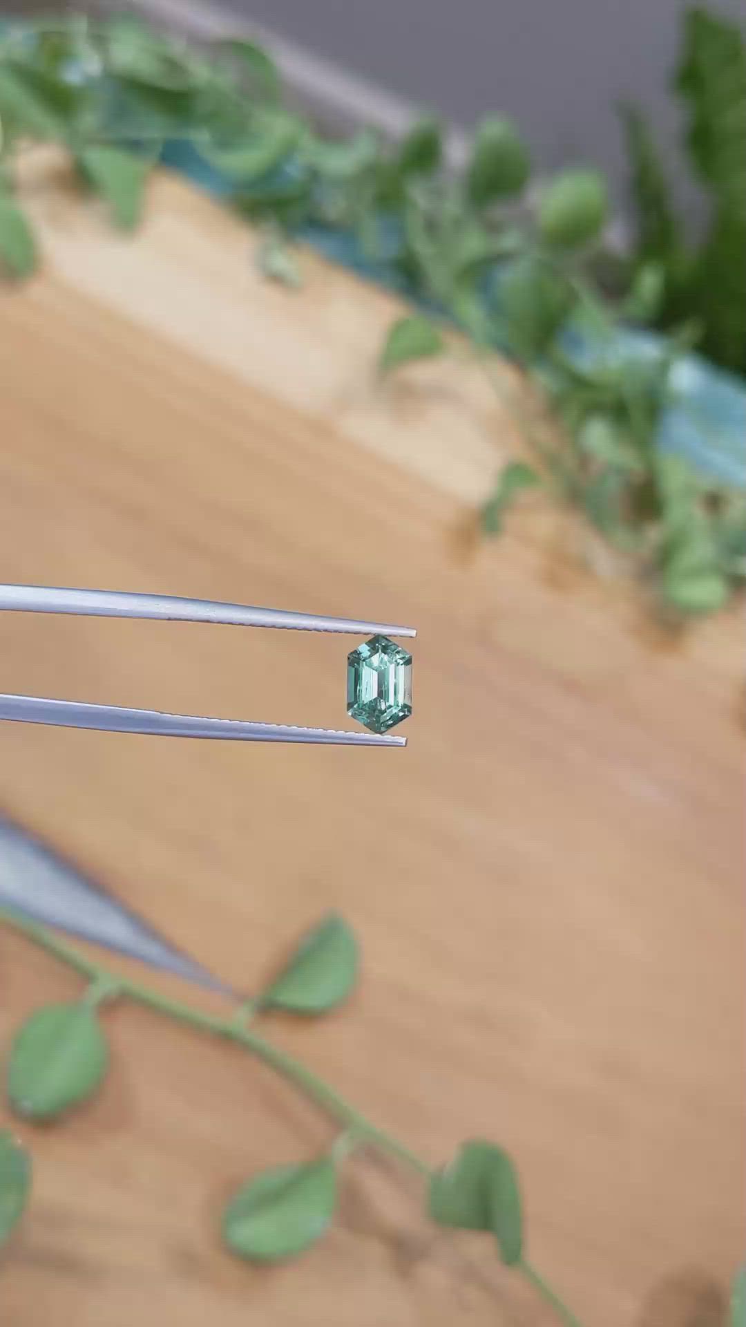 1.31 Ct. Bluish Green Sapphire from Montana Size Video