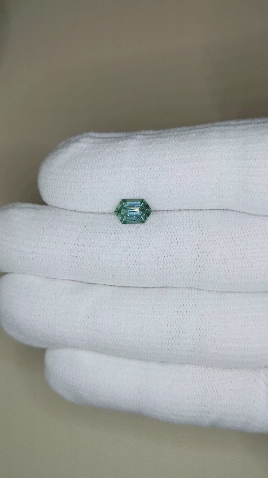 1.31 Ct. Bluish Green Sapphire from Montana Size Video