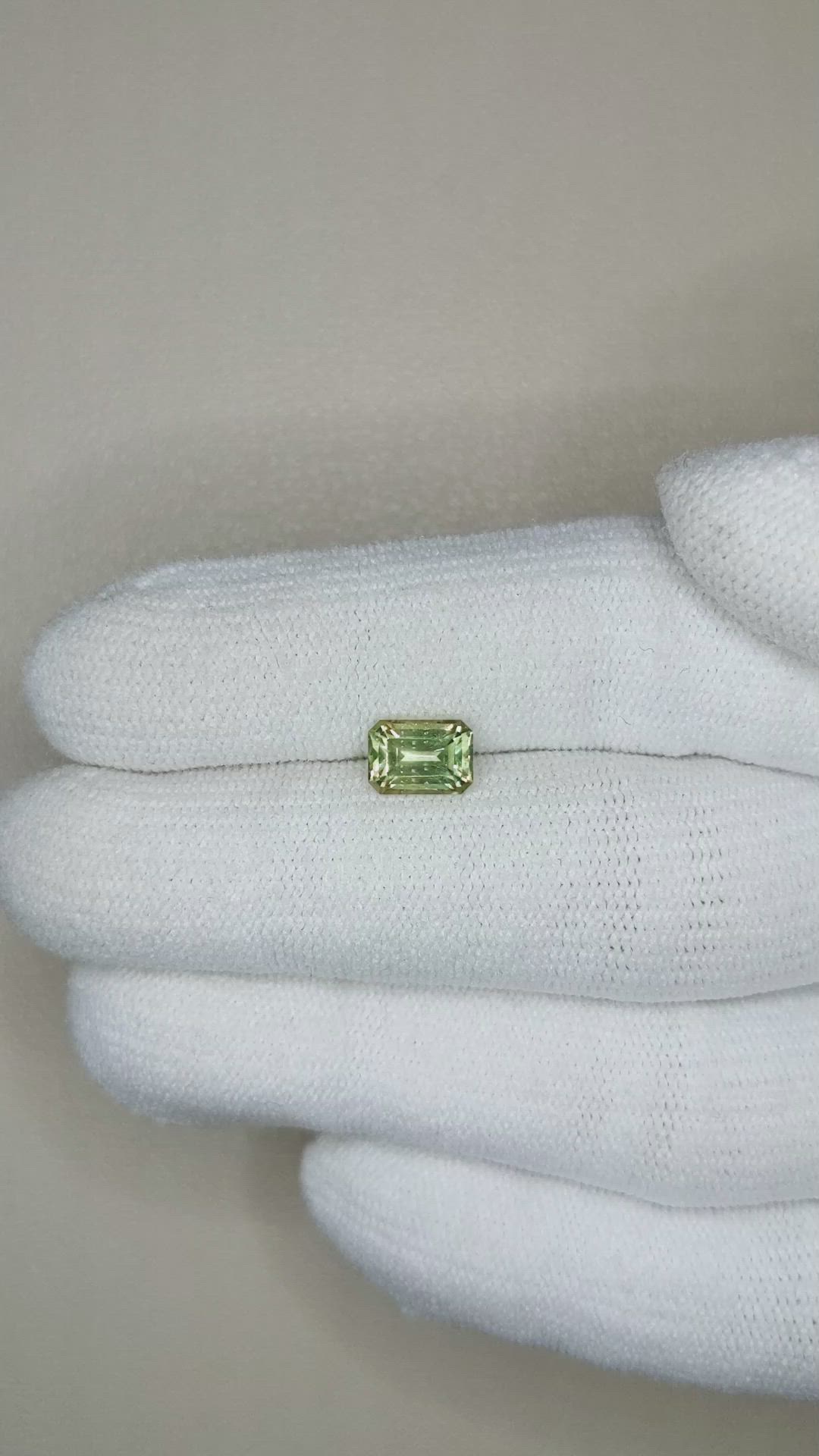 1.32 Ct. Yellowish Green Sapphire from Montana Size Video