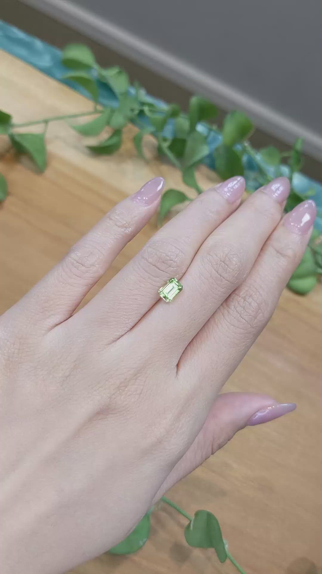 1.32 Ct. Yellowish Green Sapphire from Montana Size Video