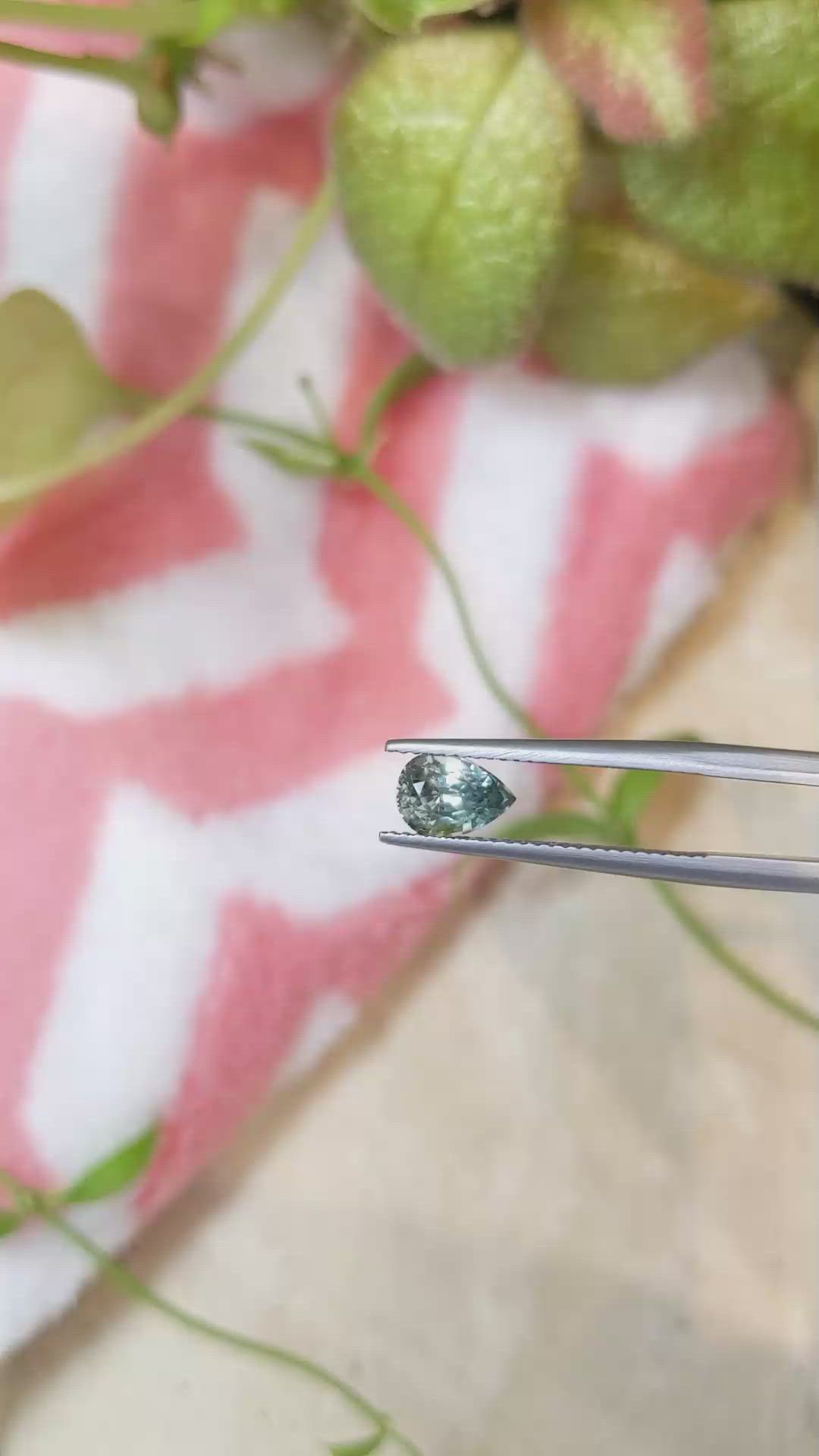 1.37 Ct. Bluish Green Sapphire from Montana Size Video