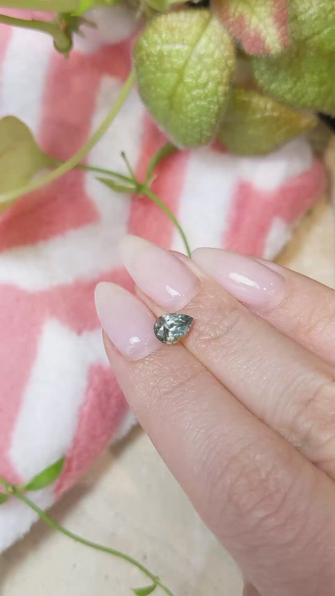 1.37 Ct. Bluish Green Sapphire from Montana Size Video