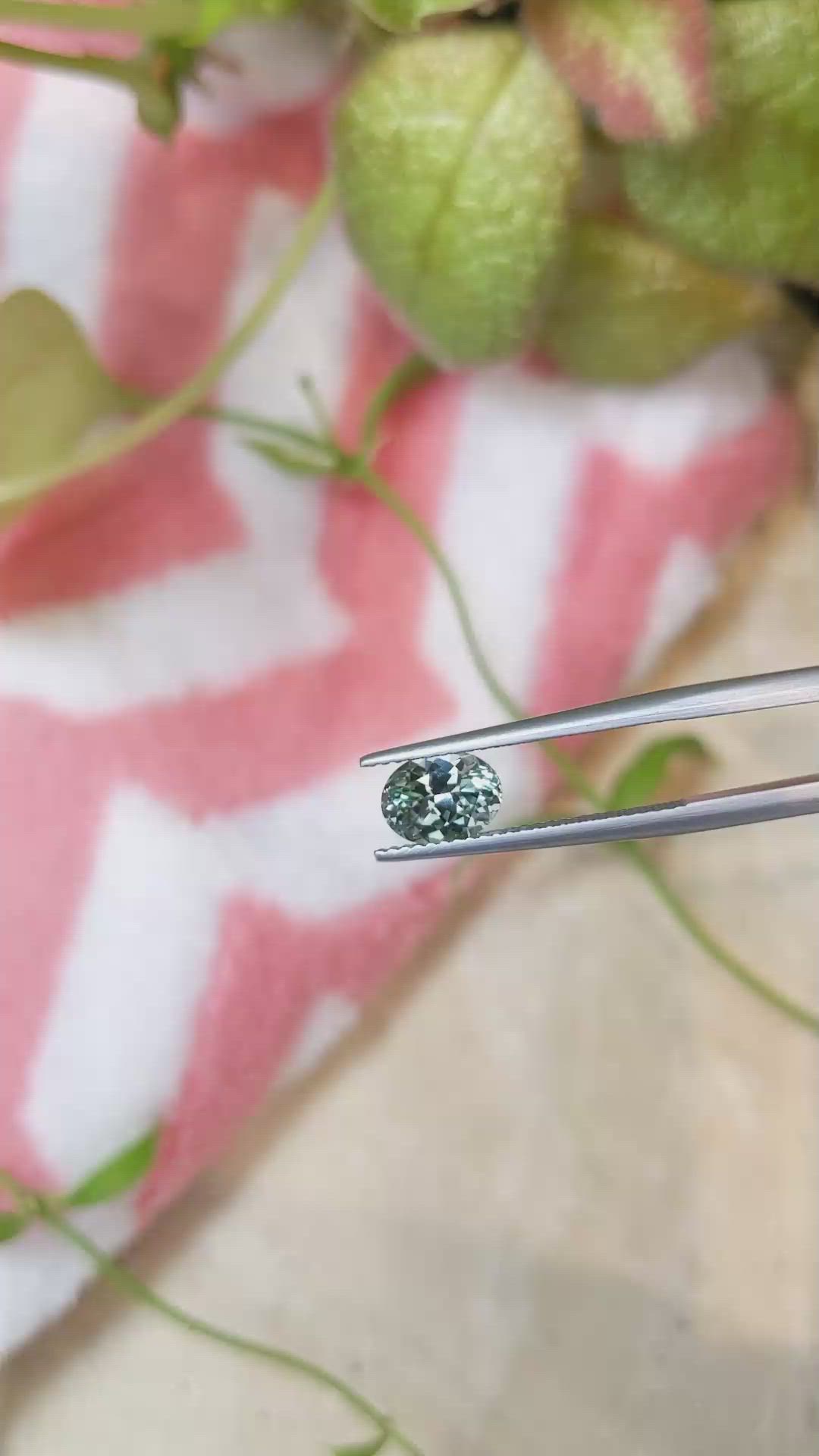 1.51 Ct. Bluish Green Sapphire from Montana Size Video