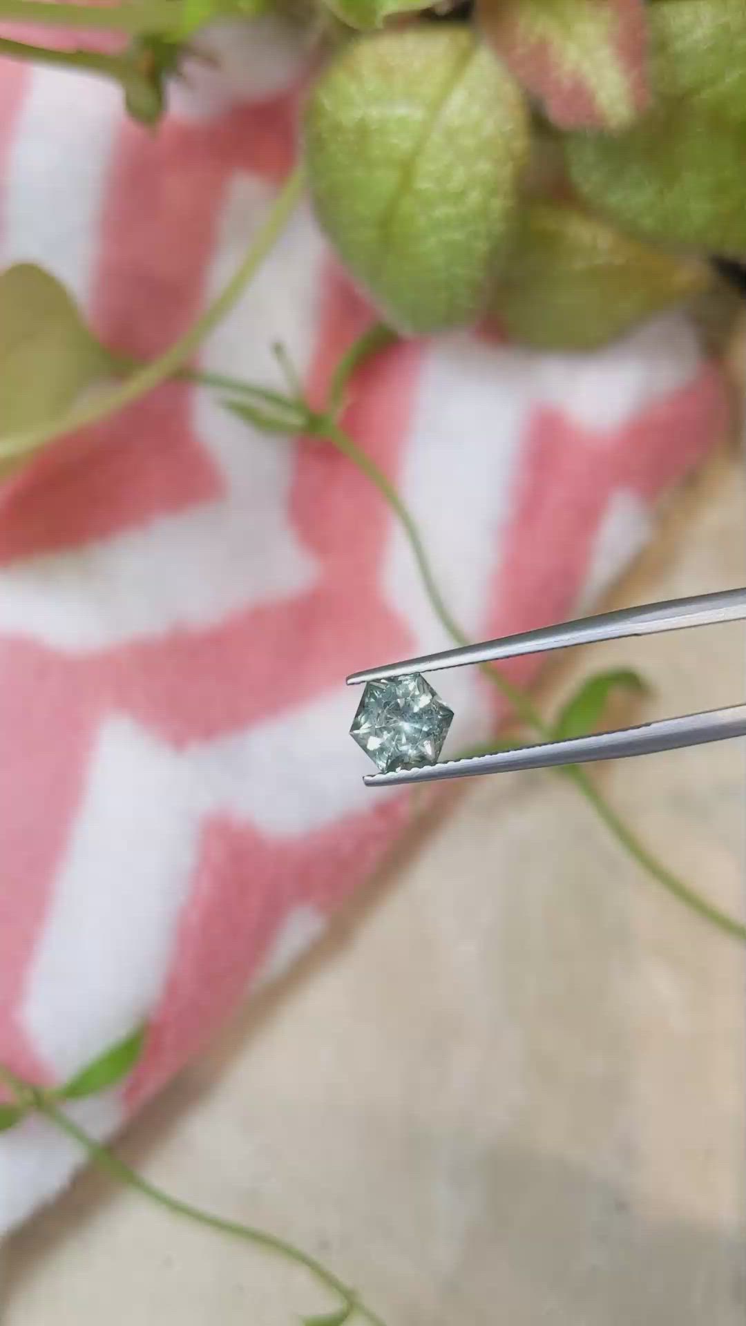 1.58 Ct. Bluish Green Sapphire from Montana Size Video