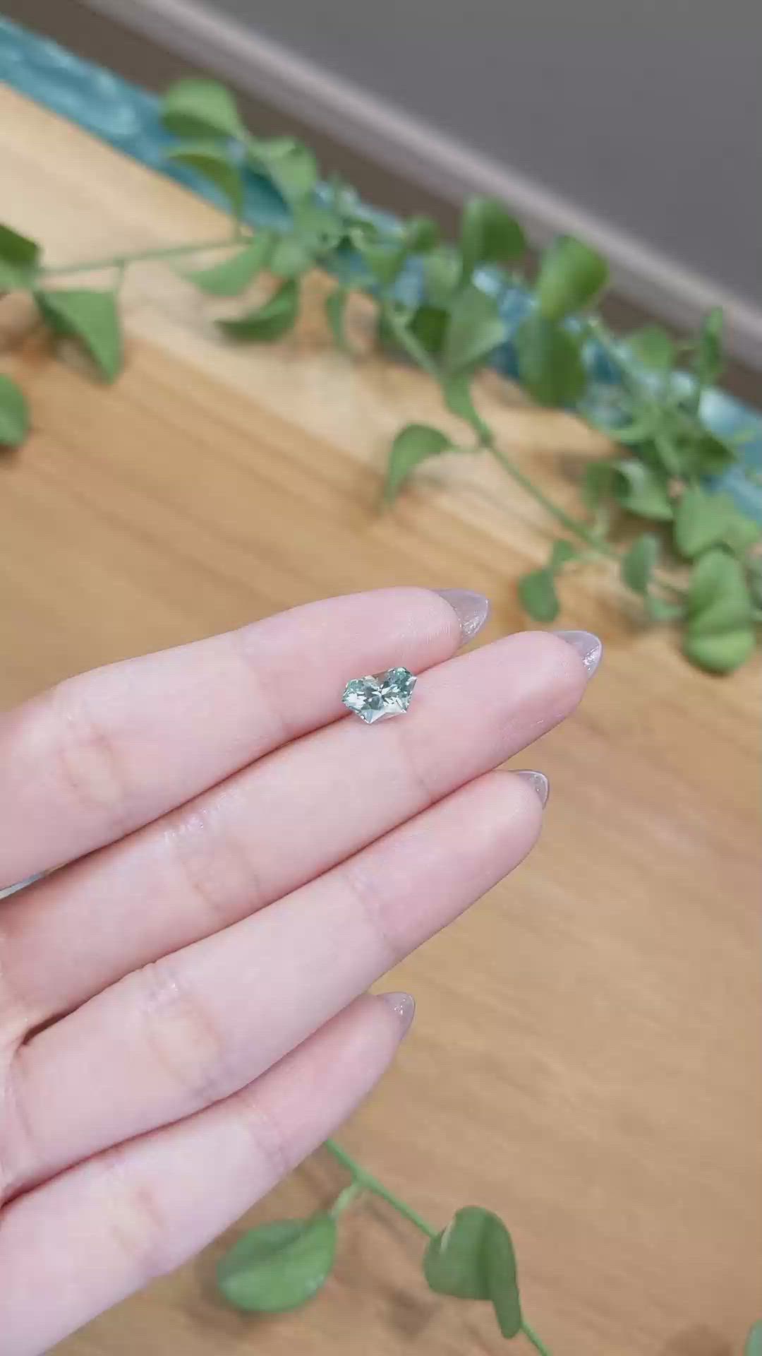 1.59 Ct. Bluish Green Sapphire from Montana Size Video