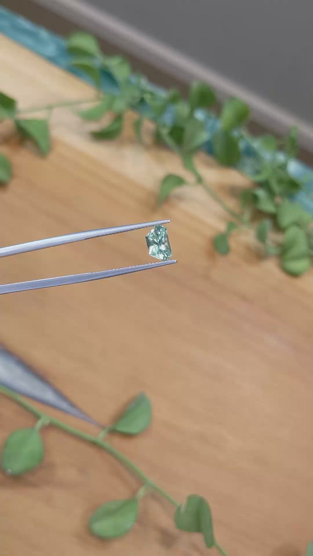 1.59 Ct. Bluish Green Sapphire from Montana Size Video
