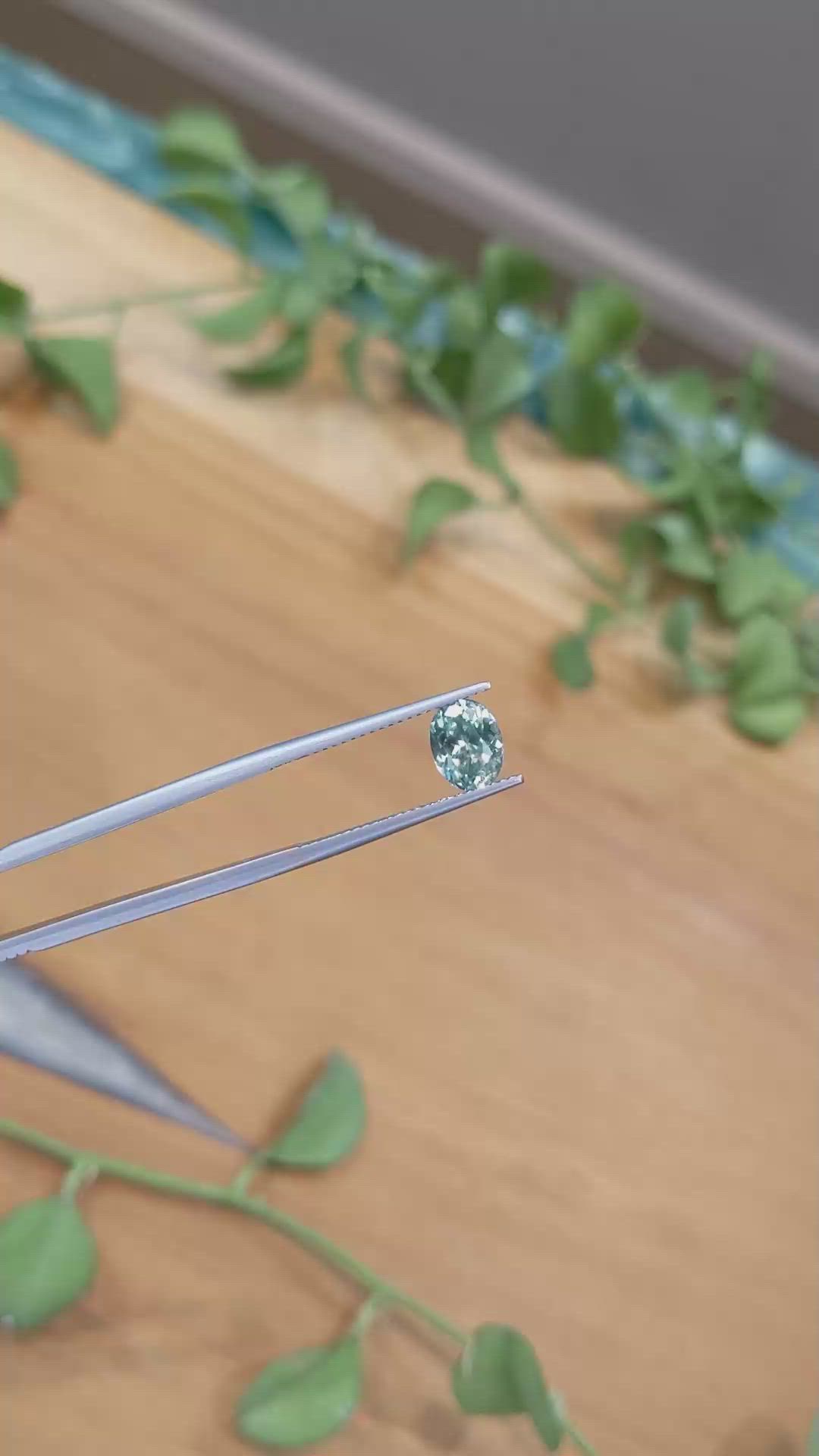 1.68 Ct. Bluish Green Sapphire from Montana Size Video