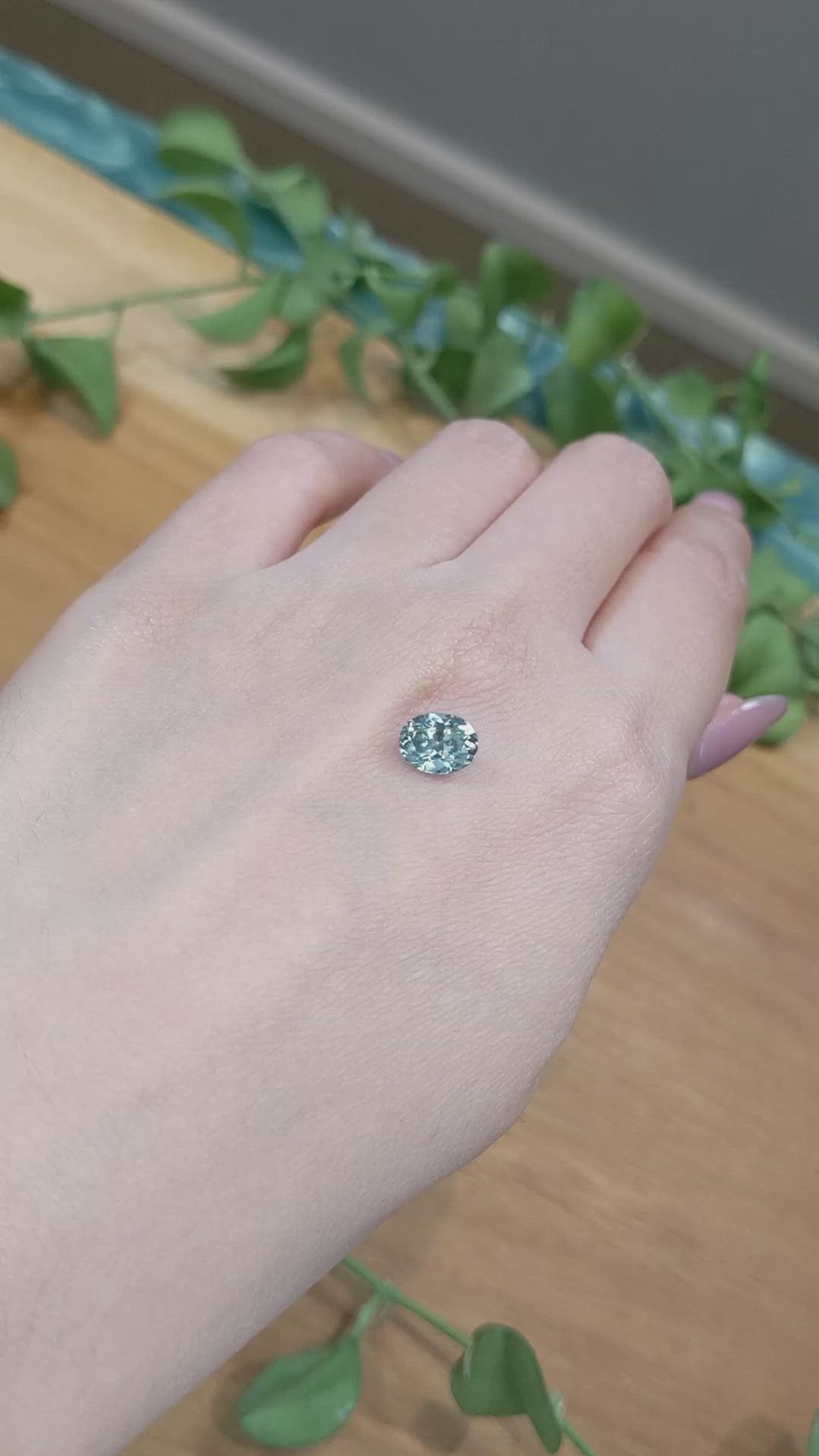 1.68 Ct. Bluish Green Sapphire from Montana Size Video