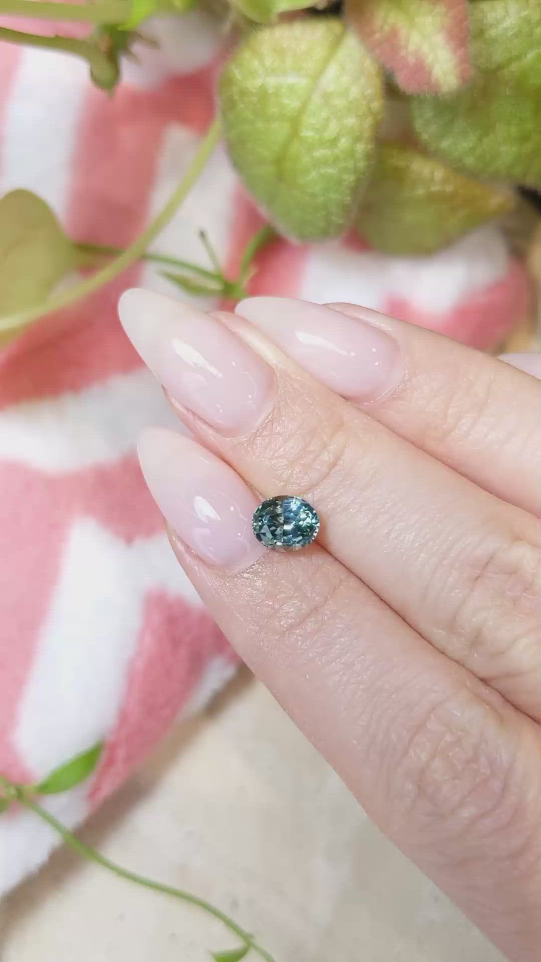 1.80 Ct. Greenish Blue Sapphire from Montana Size Video