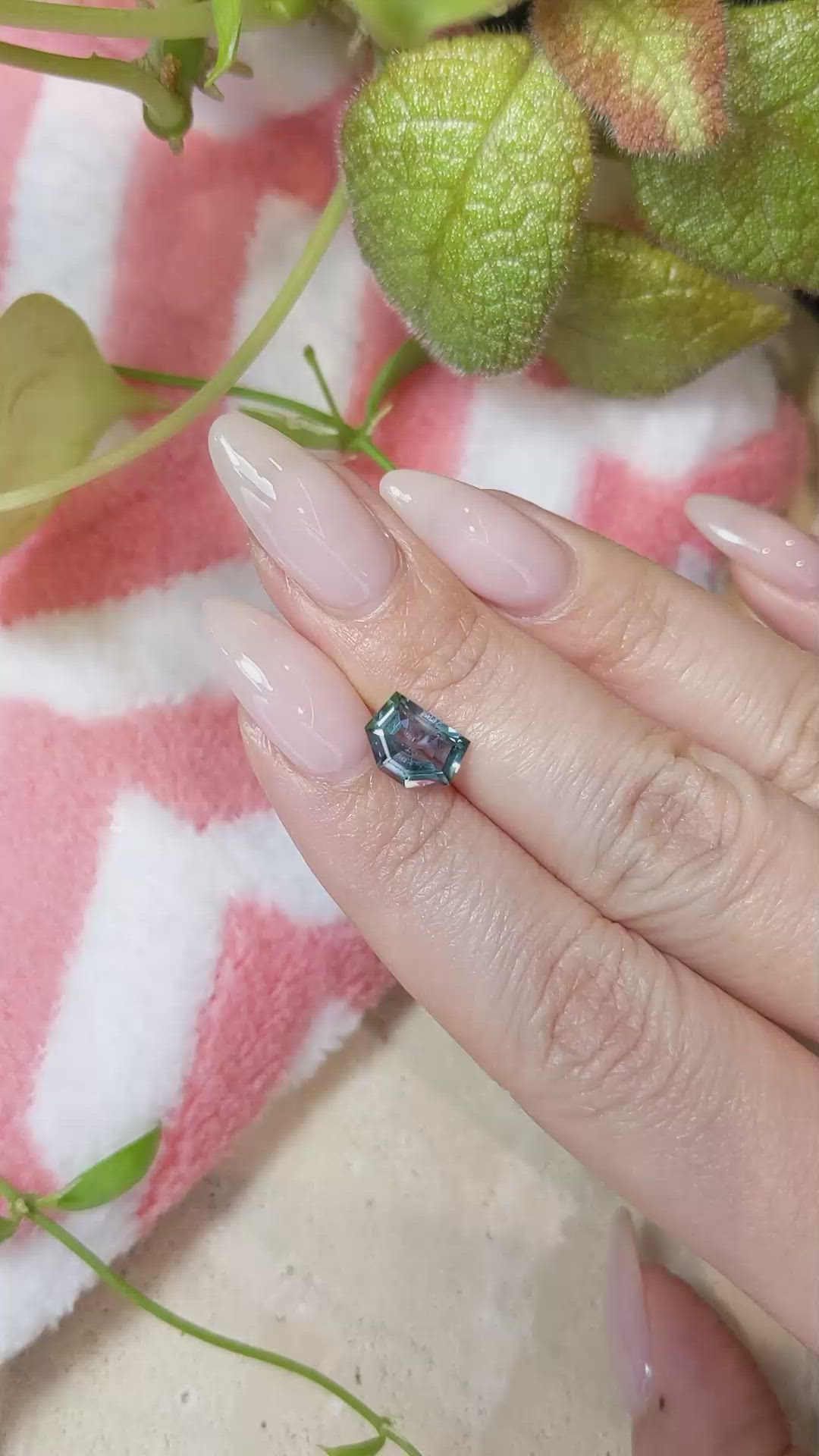 2.07 Ct. Bluish Green Sapphire from Montana Size Video