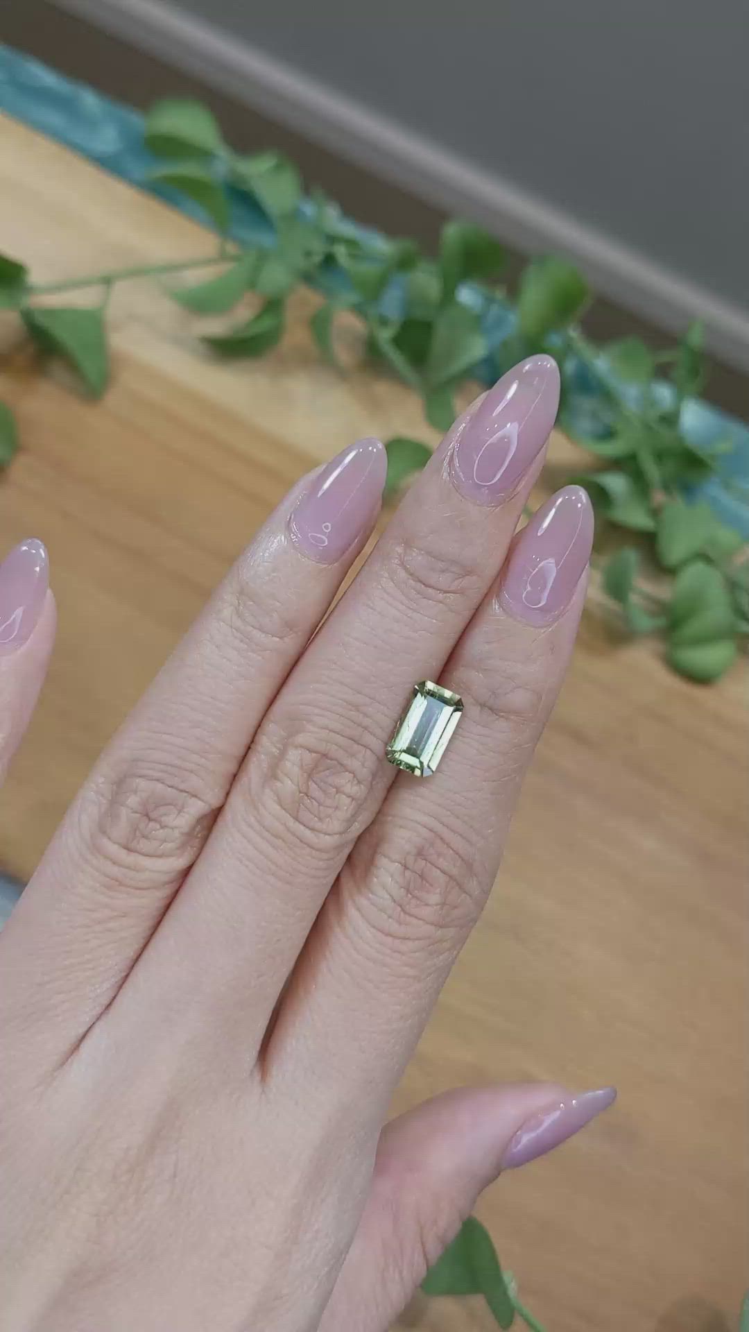 2.59 Ct. Yellowish Green Sapphire from Montana Size Video