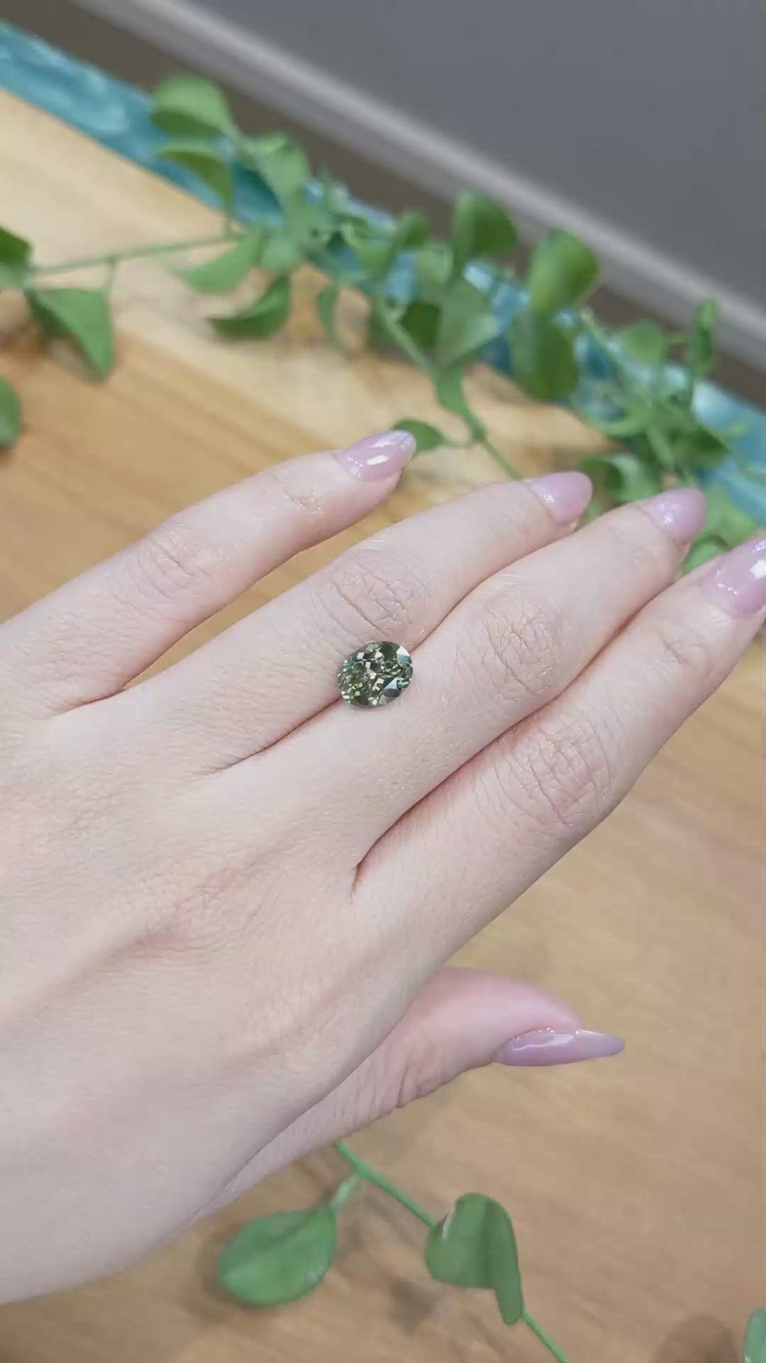 2.62 Ct. Yellowish Green Sapphire from Montana Size Video