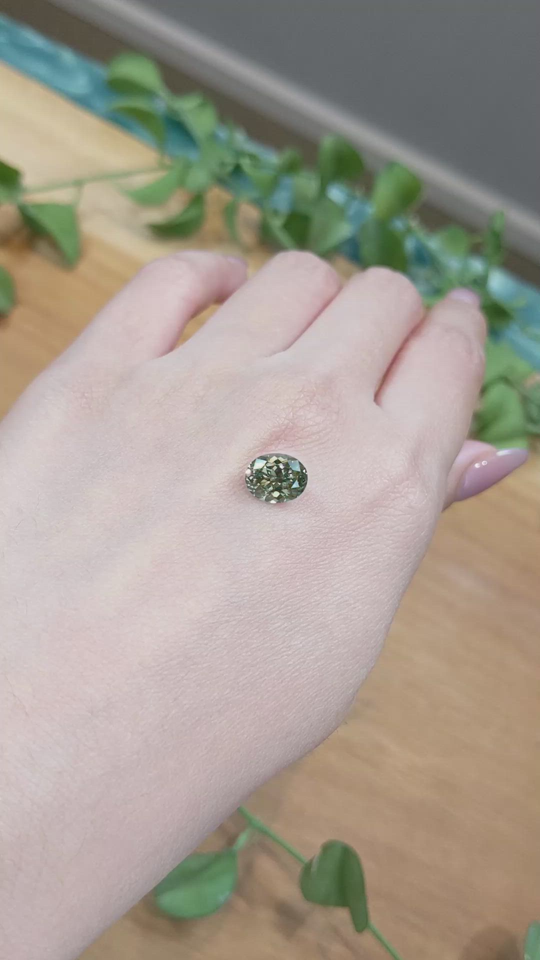 2.62 Ct. Yellowish Green Sapphire from Montana Size Video