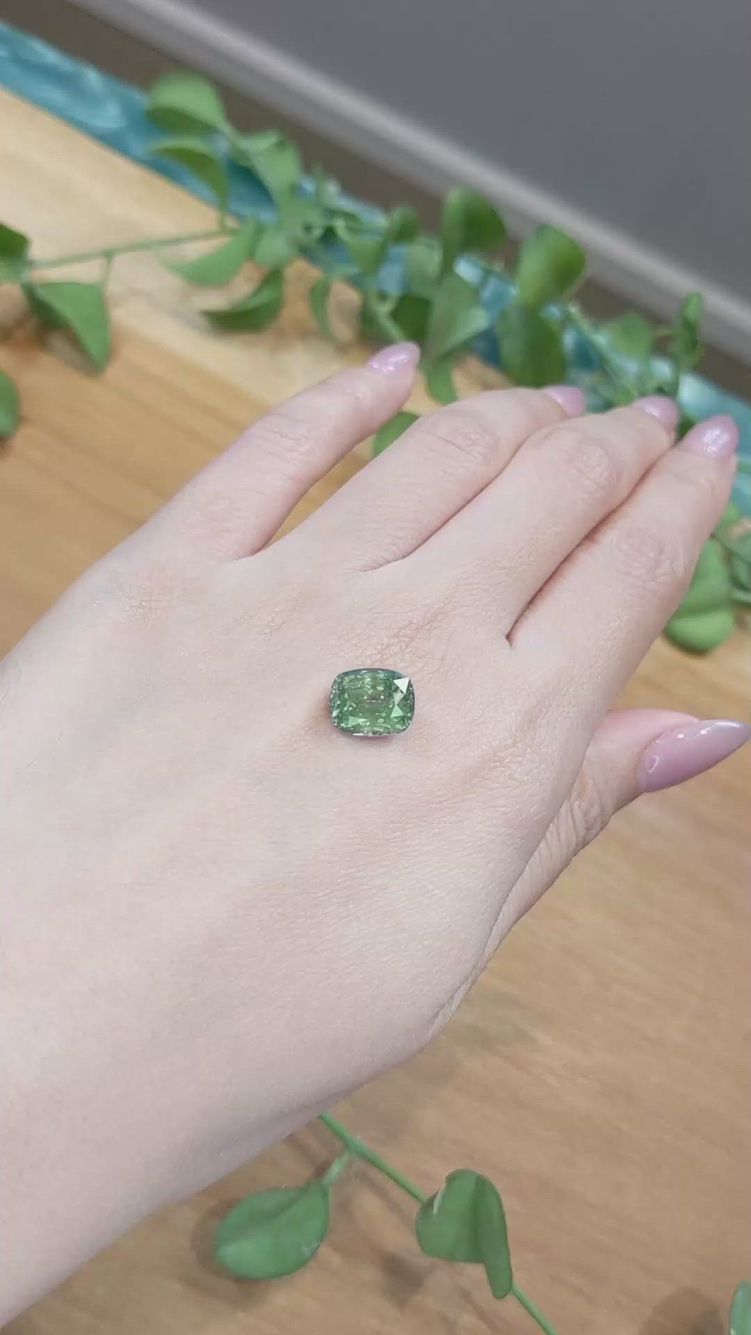 5.92 Ct. Green Sapphire from Montana Size Video