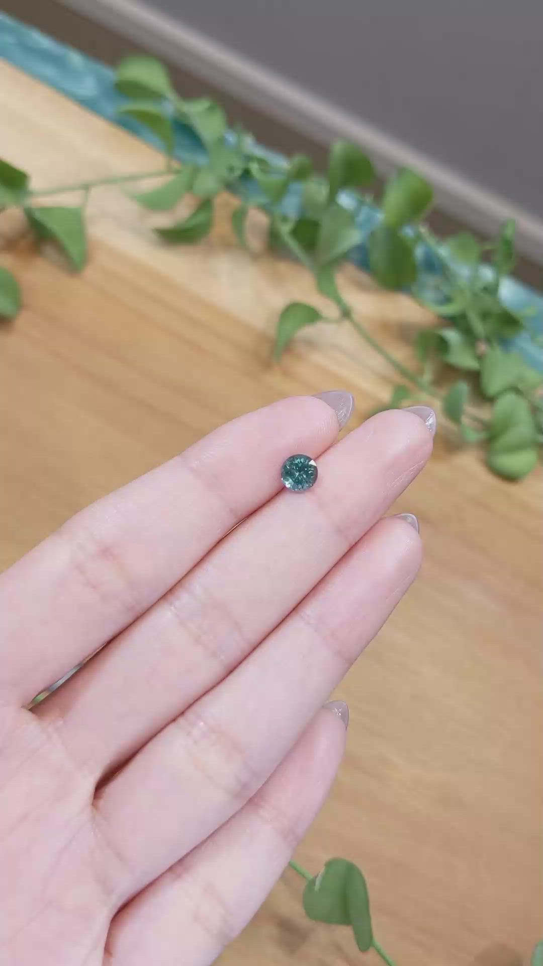 1.00 Ct. Greenish Blue Sapphire from Montana Size Video