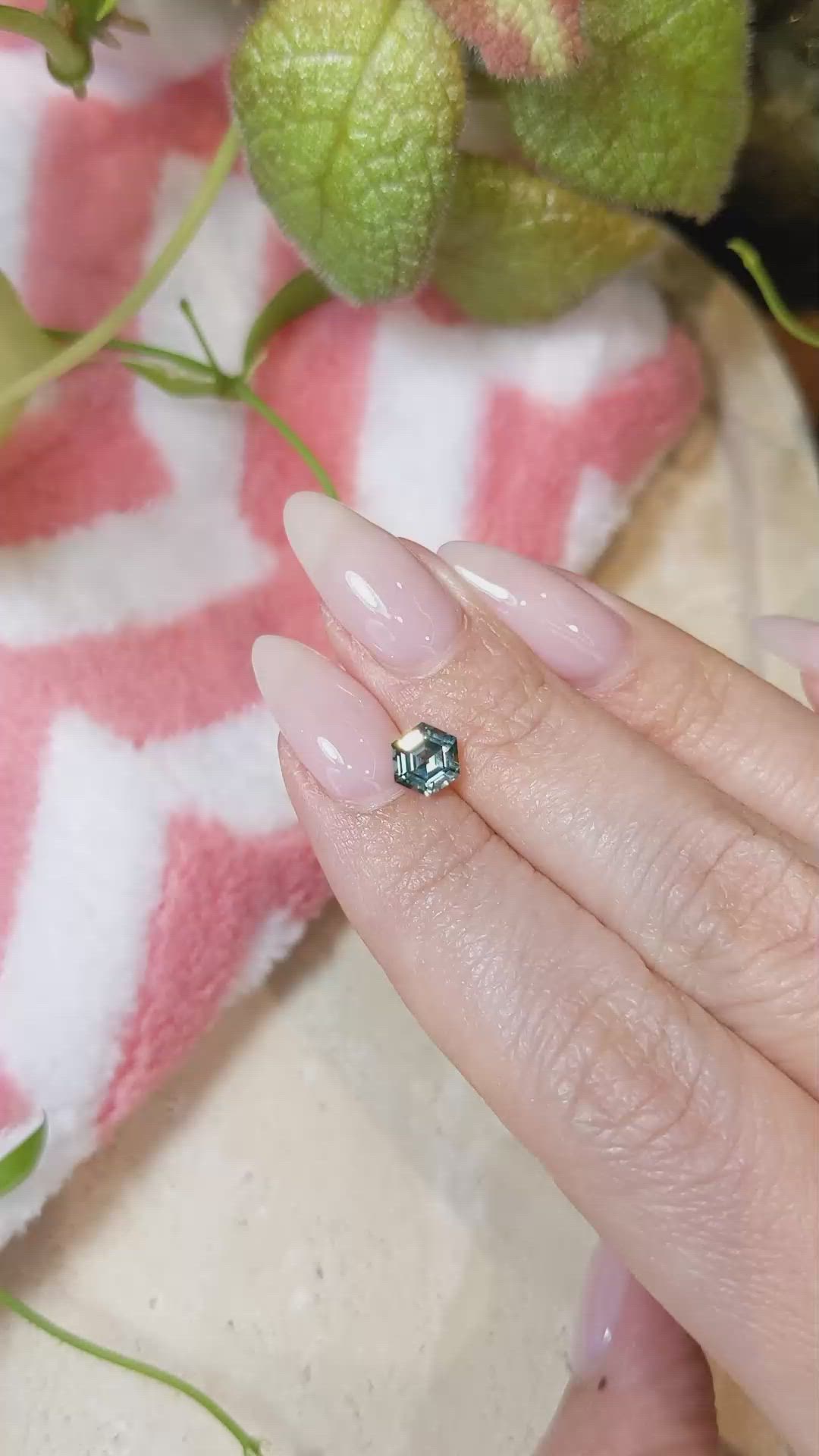 1.05 Ct. Bluish Green Sapphire from Montana Size Video