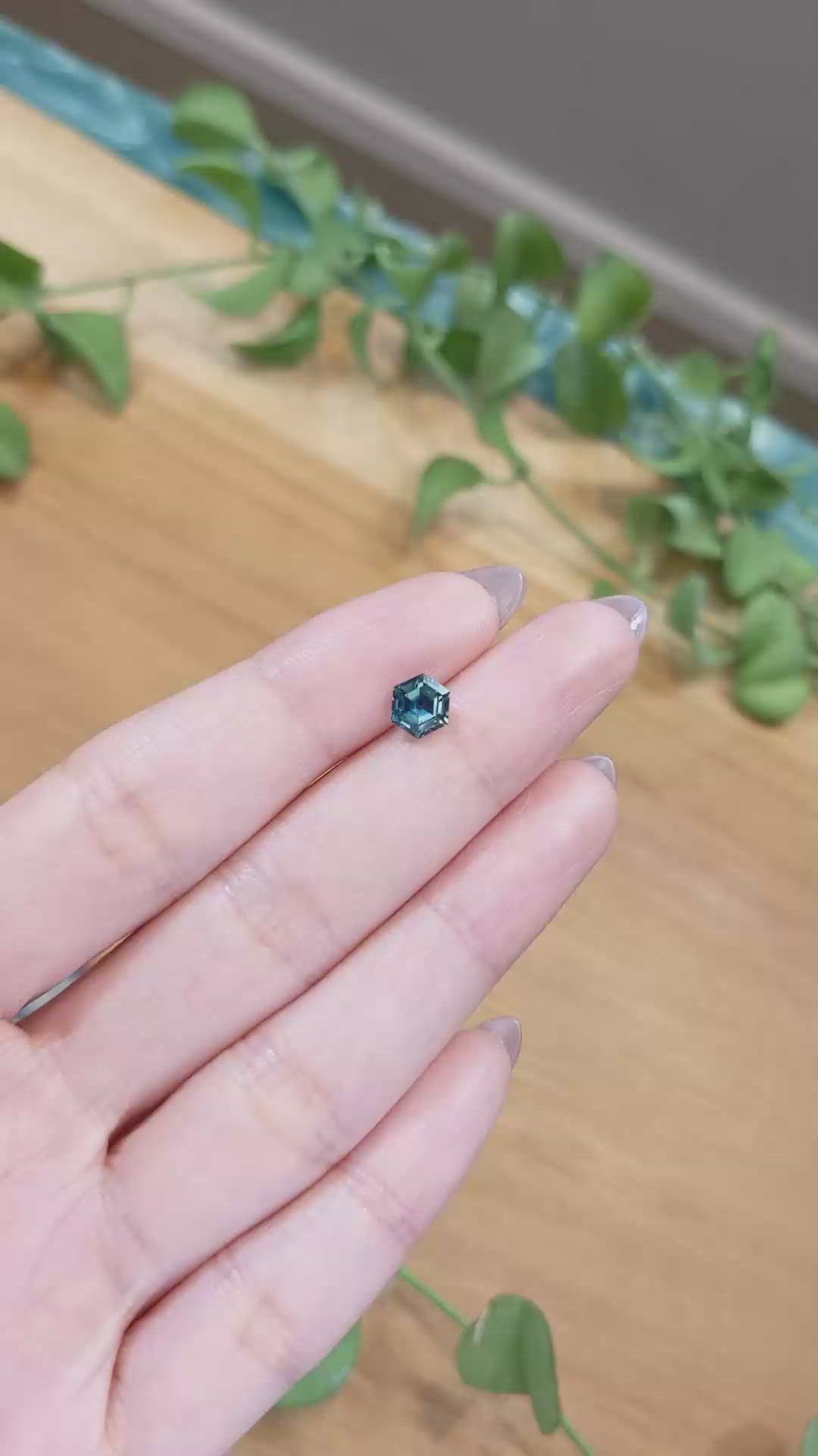1.27 Ct. Greenish Blue Sapphire from Montana Size Video