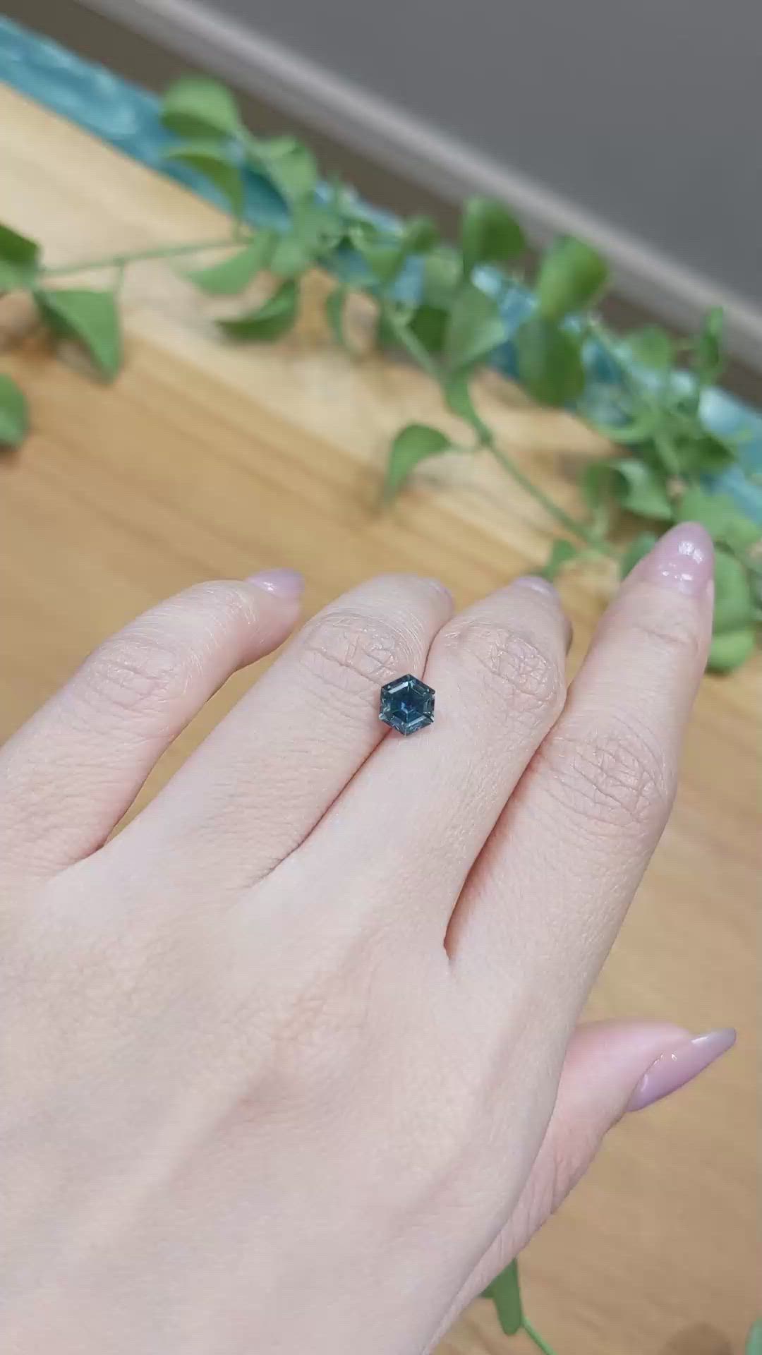 1.27 Ct. Greenish Blue Sapphire from Montana Size Video