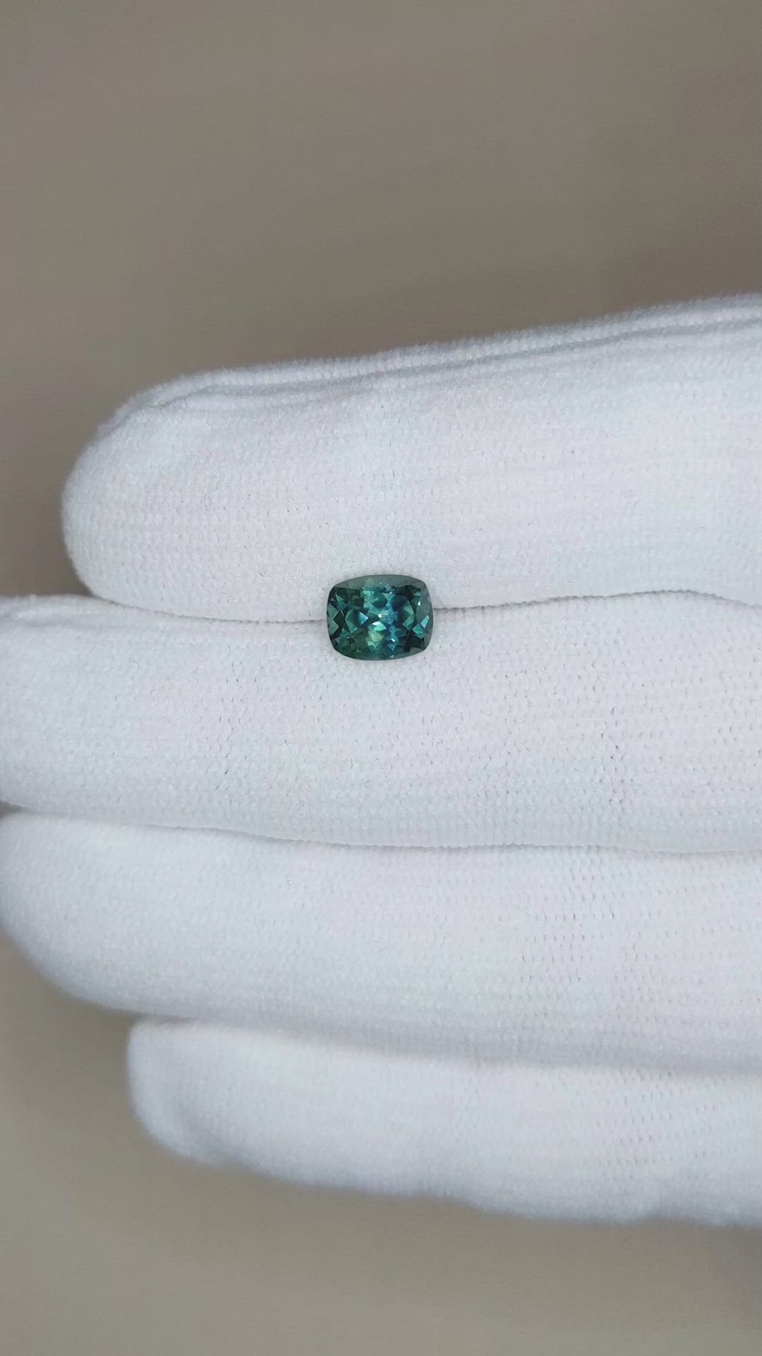 1.36 Ct. Bluish Green Sapphire from Montana Size Video