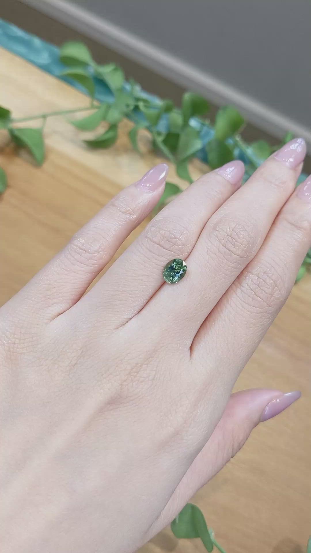 1.57 Ct. Bluish Green Sapphire from Montana Size Video