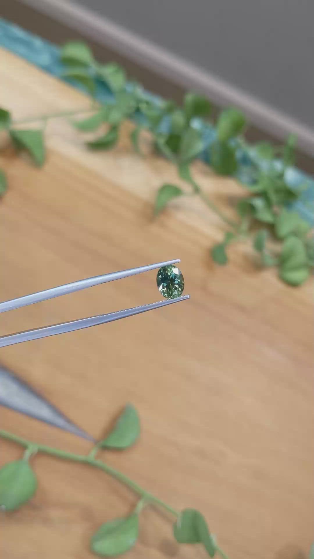 1.57 Ct. Bluish Green Sapphire from Montana Size Video
