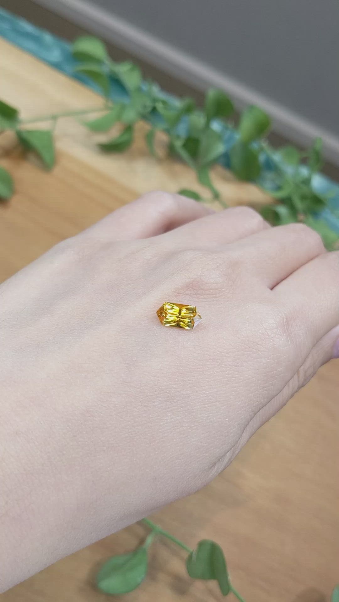 1.57 Ct. Yellowish Orange Sapphire from Montana Size Video