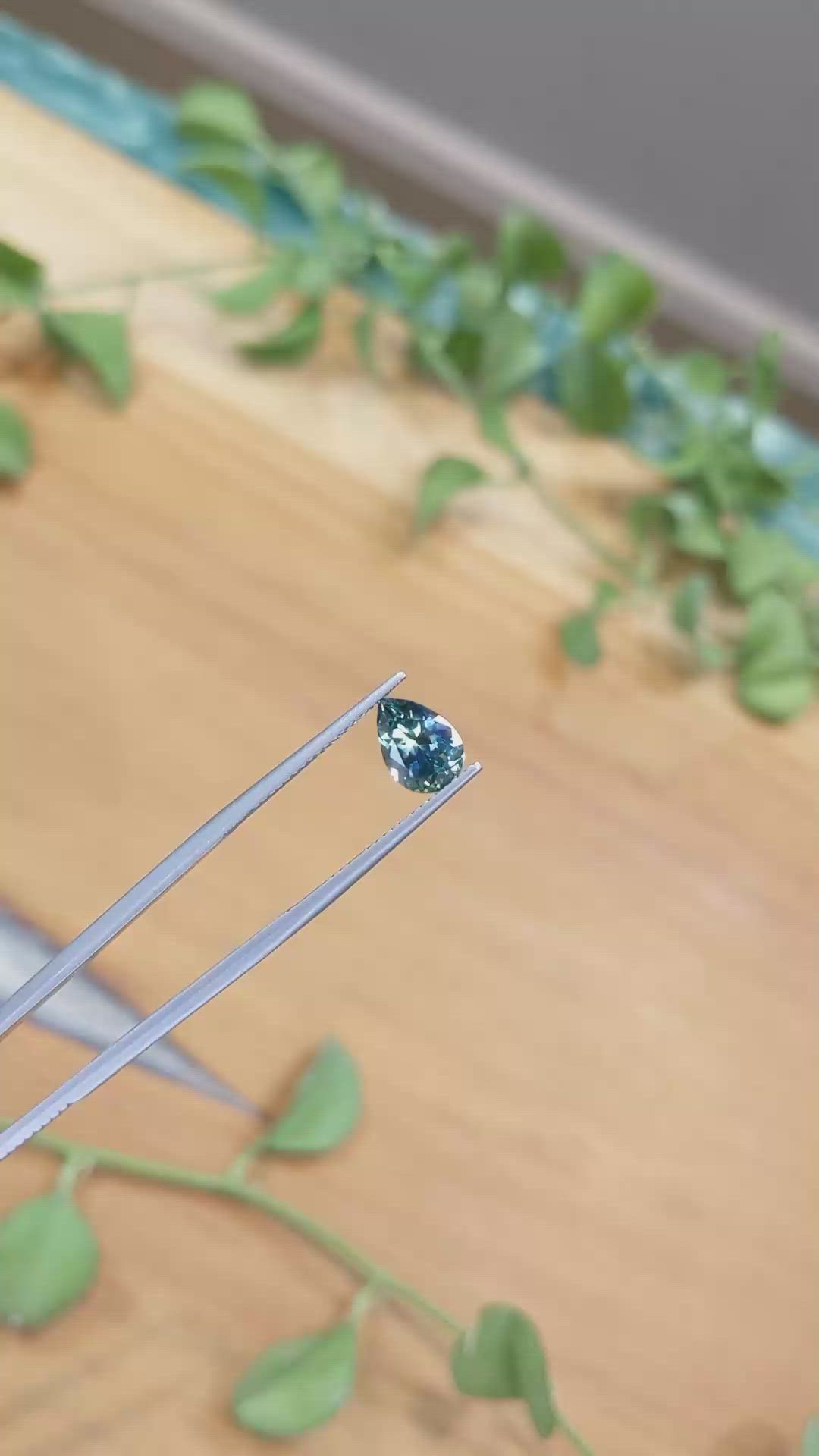 1.83 Ct. Greenish Blue Sapphire from Montana Size Video