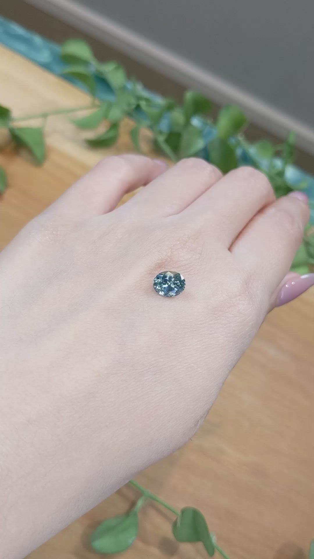 1.92 Ct. Bluish Green Sapphire from Montana Size Video