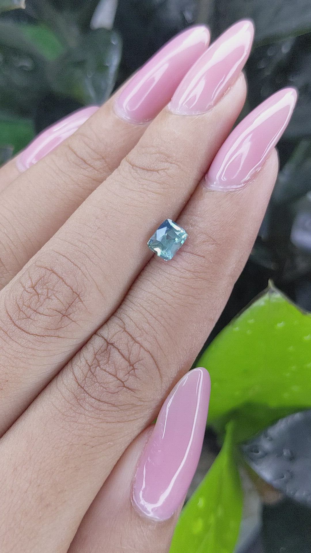 1.02 Ct. Bluish Green Sapphire from Madagascar Size Video