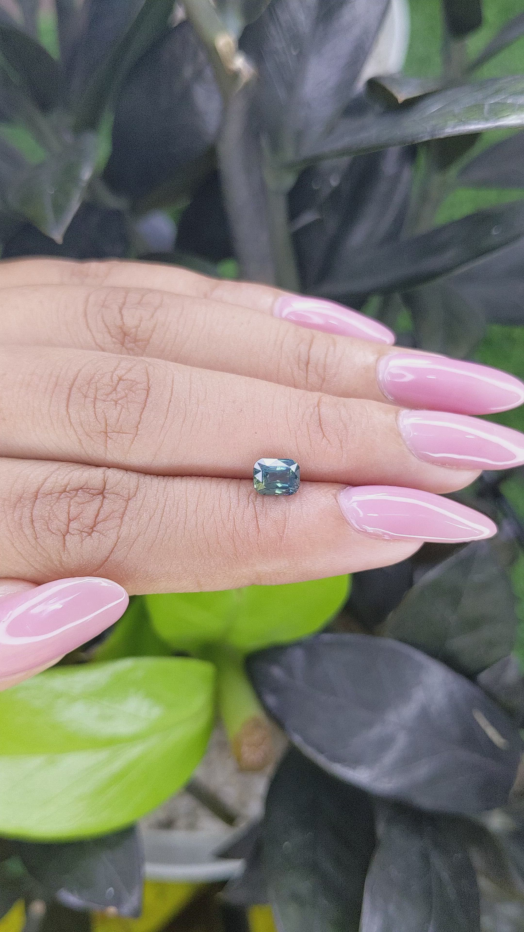 1.12 Ct. Bluish Green Sapphire from Madagascar Size Video