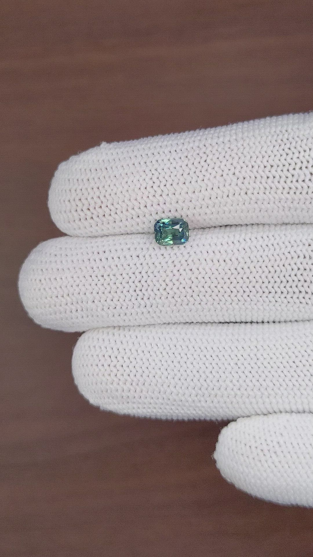 1.12 Ct. Bluish Green Sapphire from Madagascar Size Video