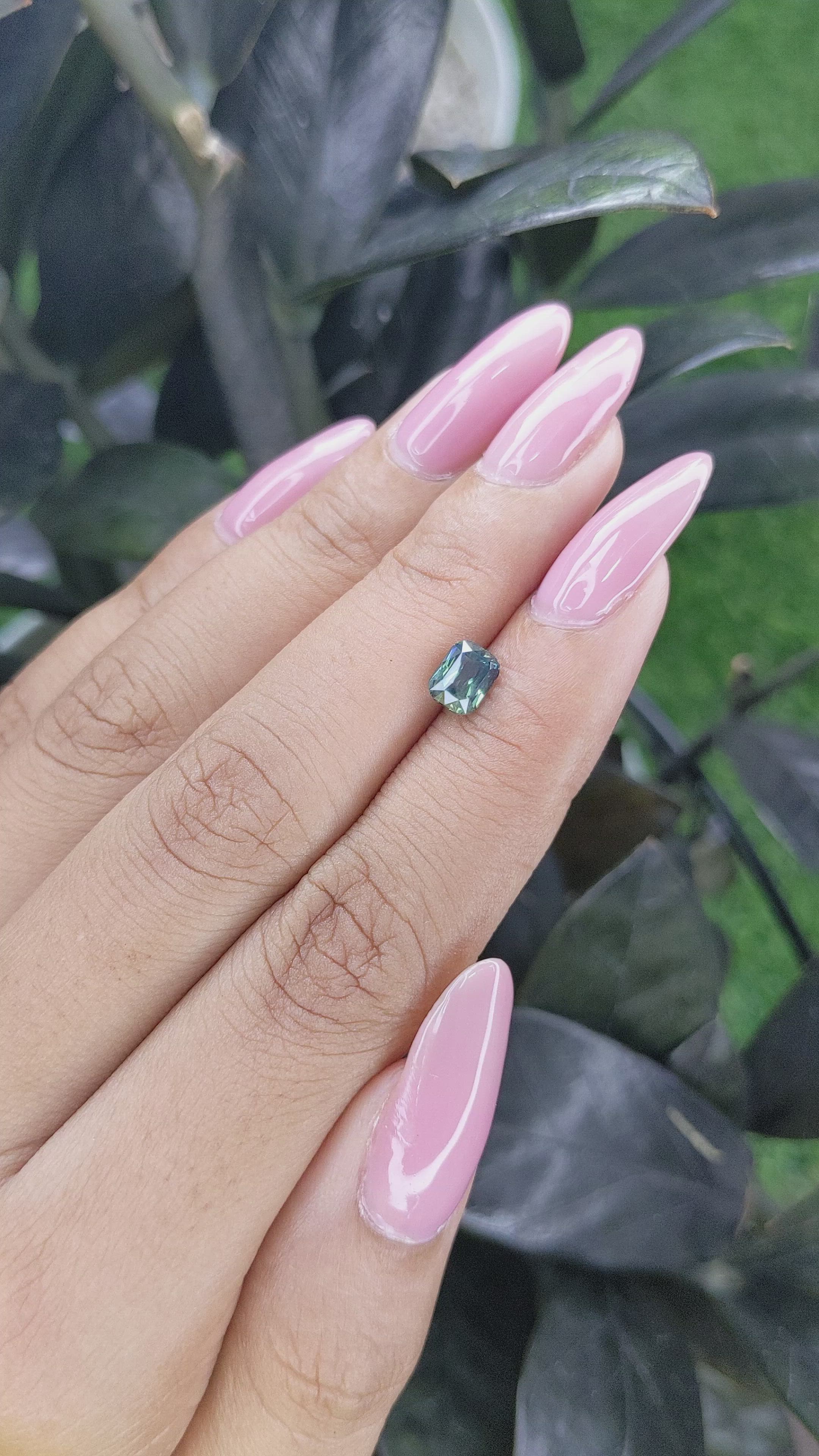 1.12 Ct. Bluish Green Sapphire from Madagascar Size Video