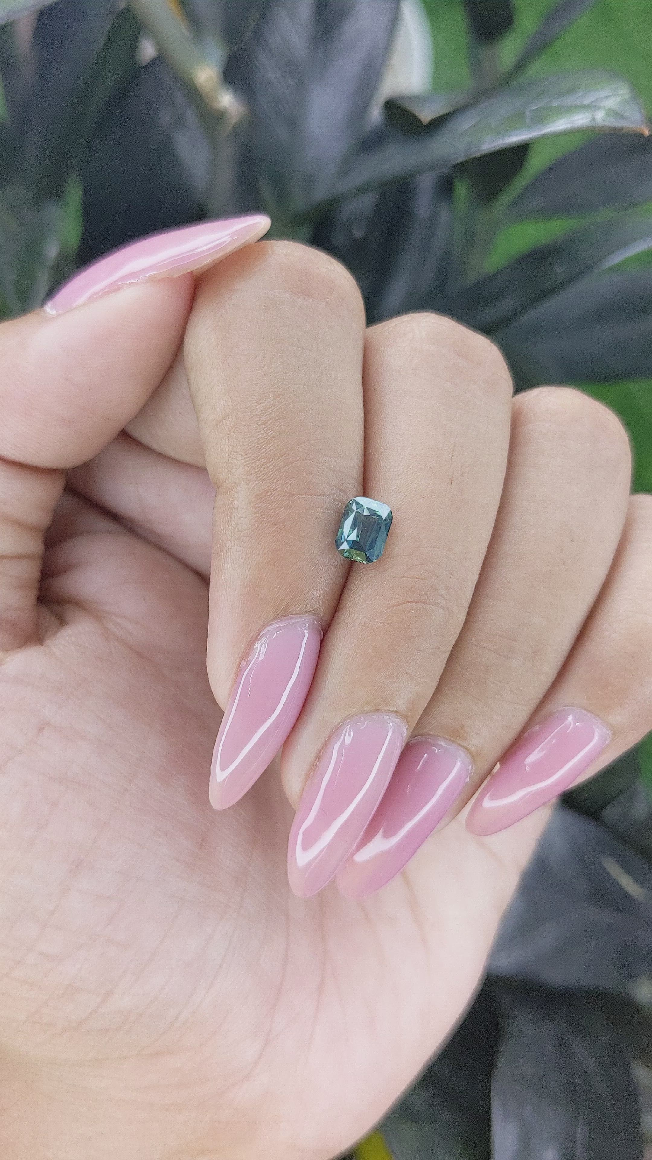 1.12 Ct. Bluish Green Sapphire from Madagascar Size Video