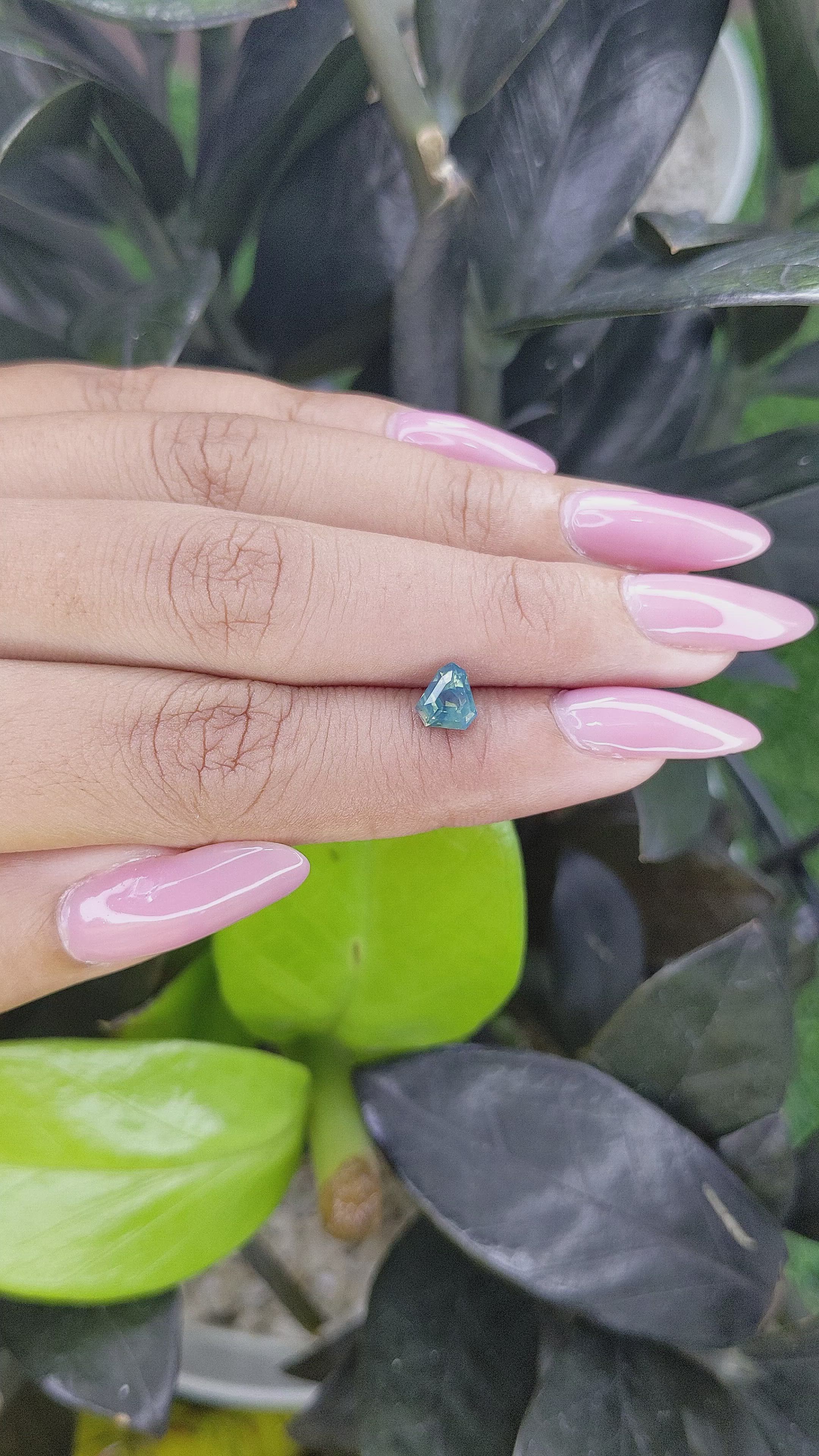 1.02 Ct. Bluish Green Sapphire from Madagascar Size Video