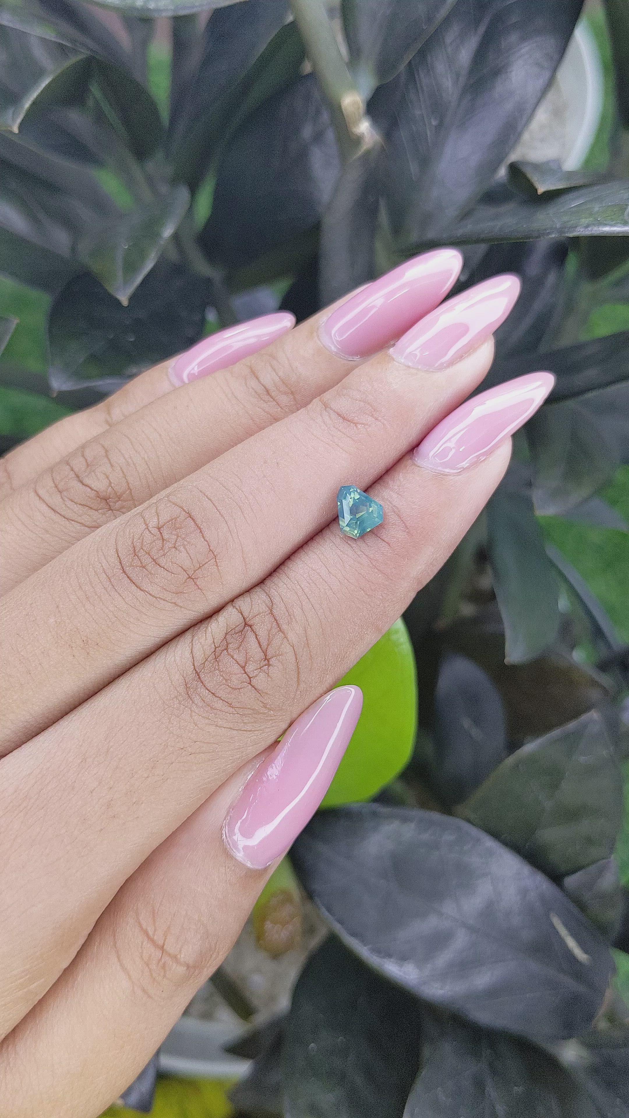 1.02 Ct. Bluish Green Sapphire from Madagascar Size Video