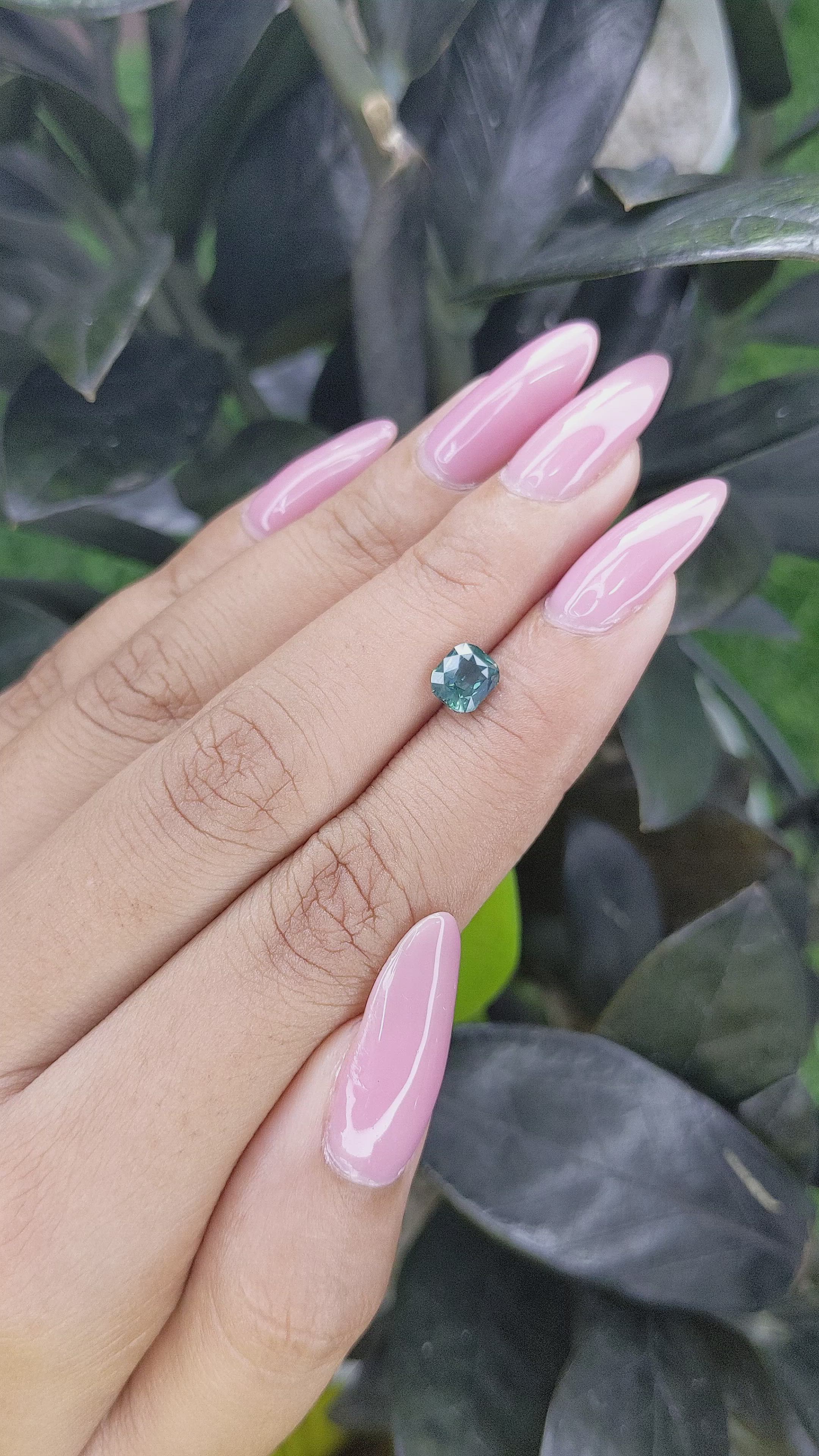 1.17 Ct. Bluish Green Sapphire from Madagascar Size Video